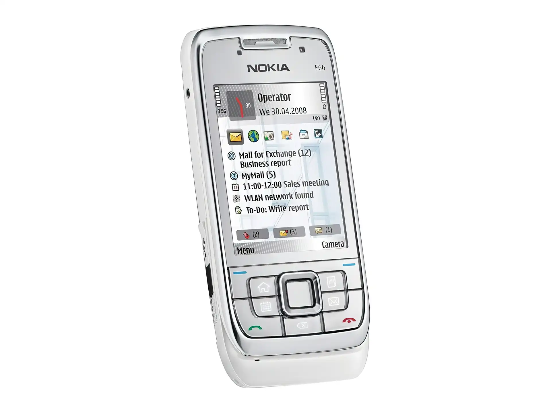 Nokia E66, Ekran, Srebrny, 3.5G