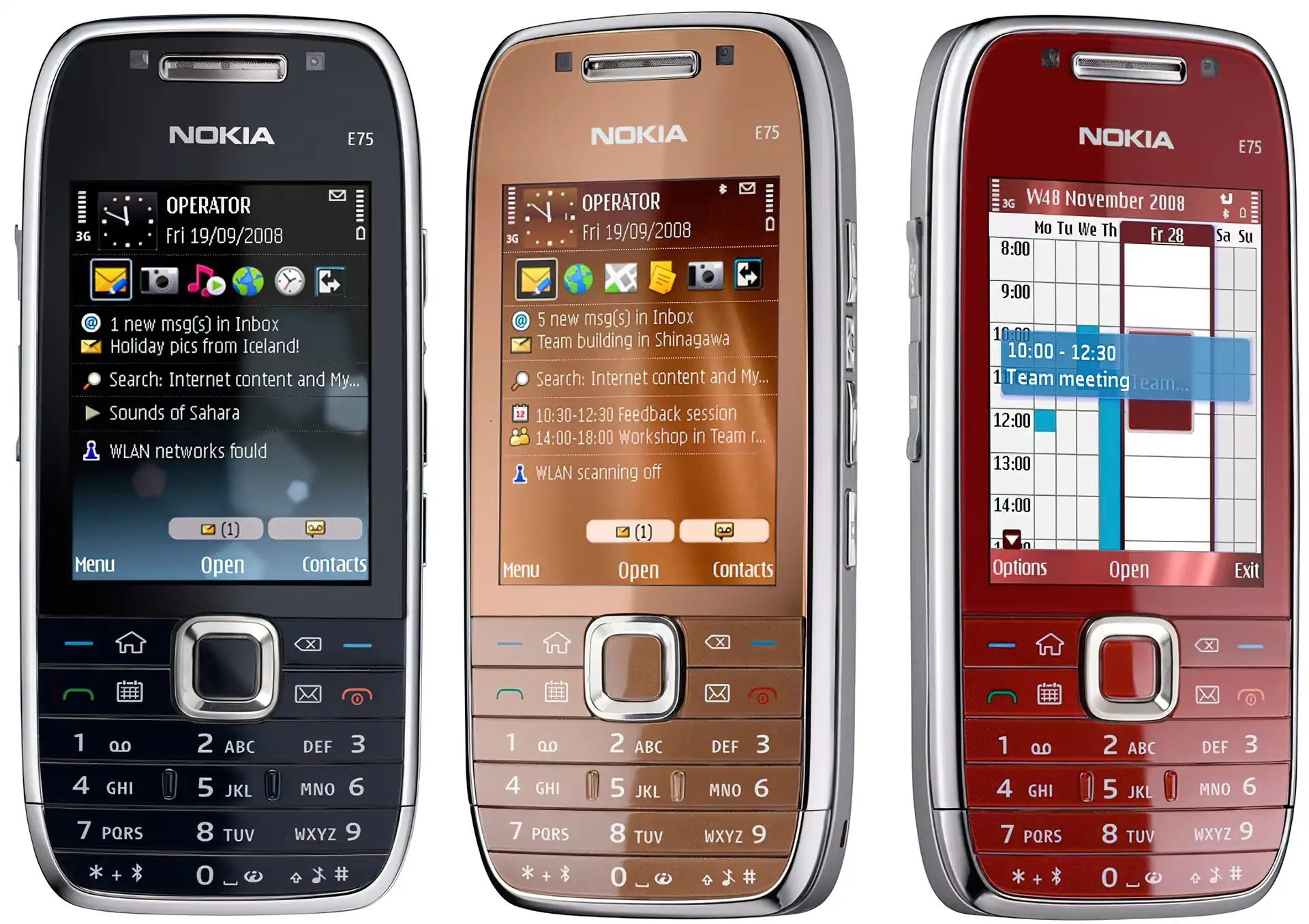 Nokia E75, Wiśniowy, Czarny, Brązowy