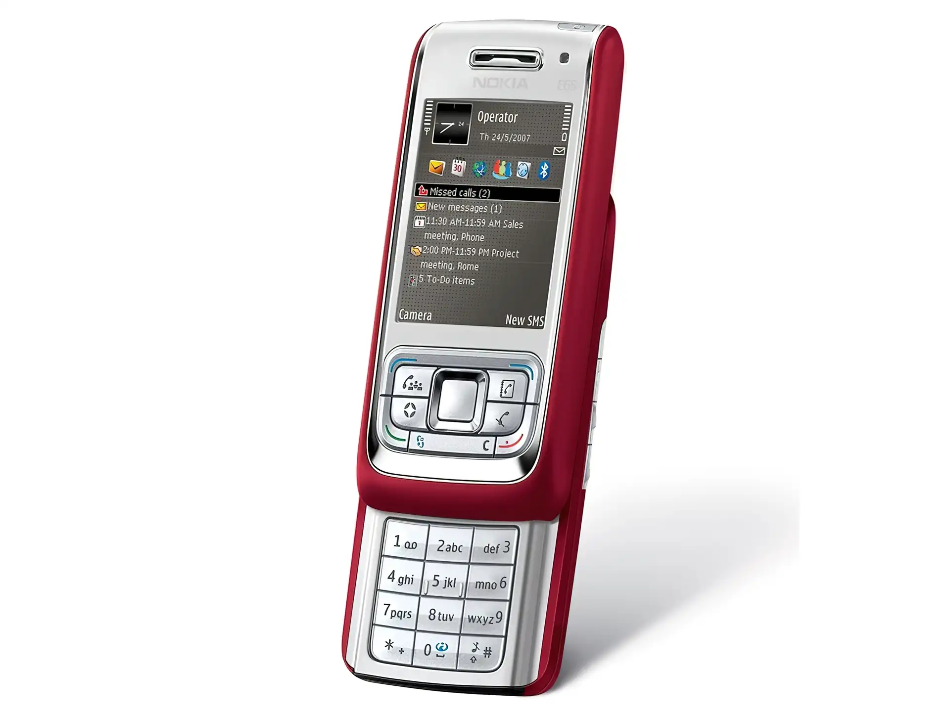 Nokia E65, Srebrna, Czerwona