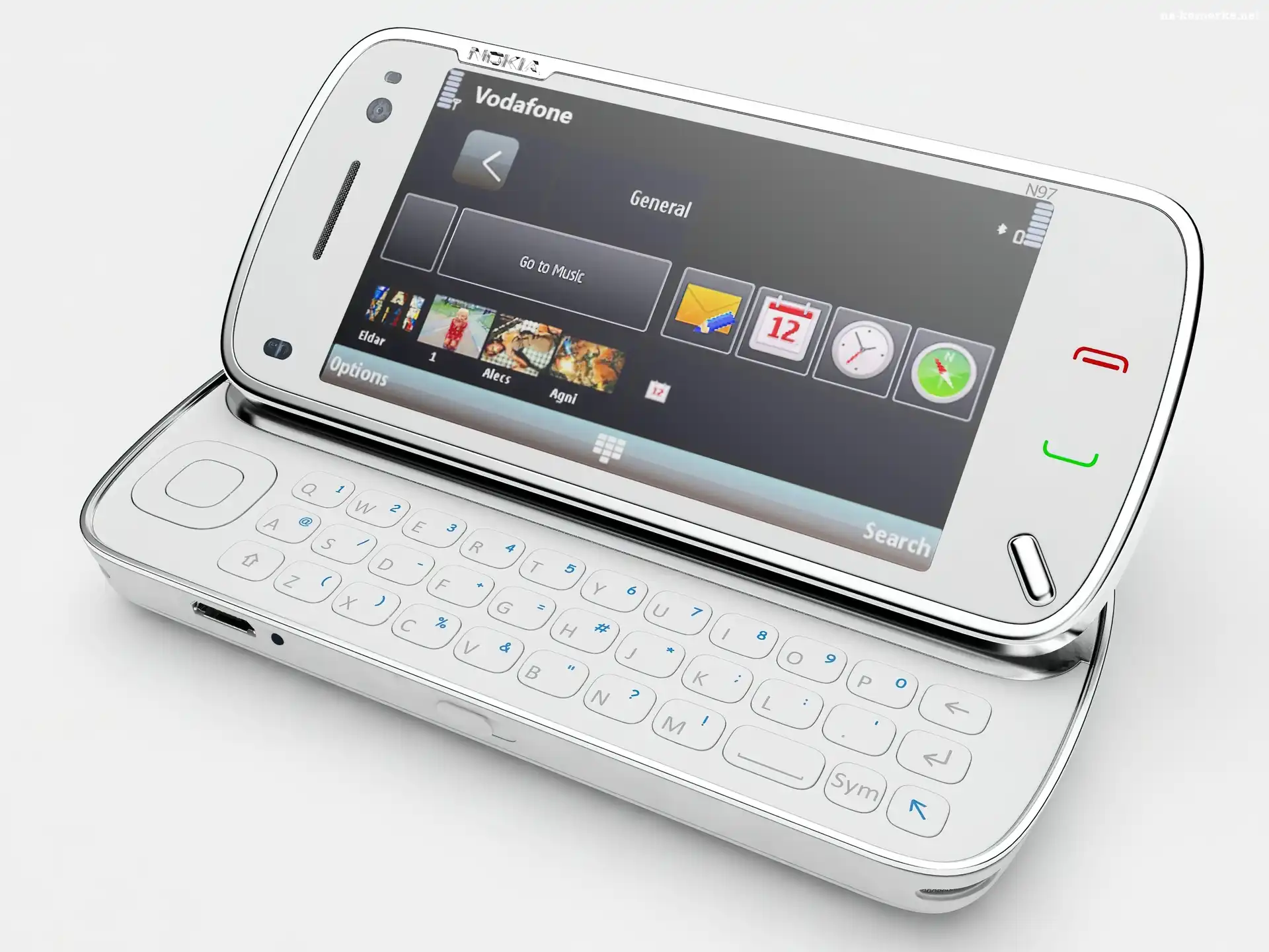 Nokia N97, QWERTY, Srebrna, Poziomo