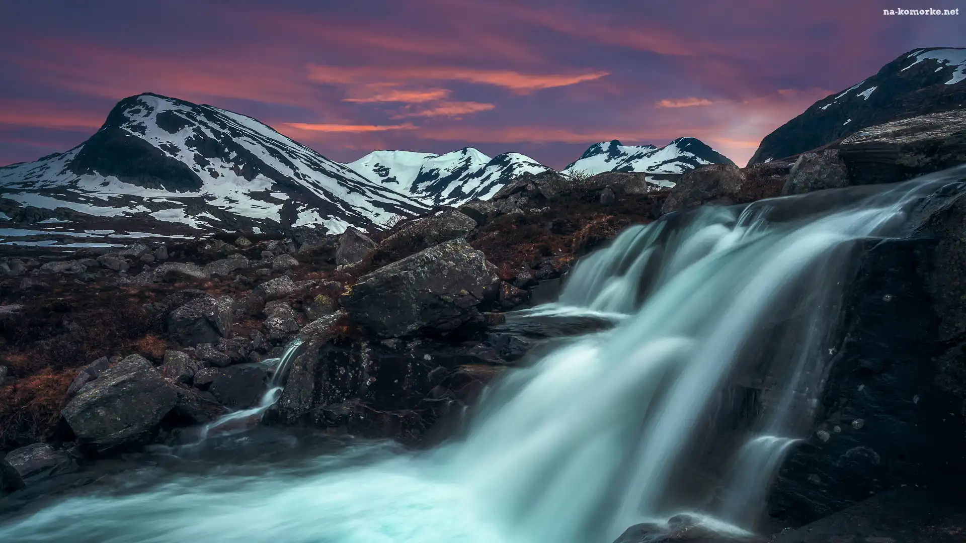Norwegia, Góry Jotunheimen, Rzeka, Skały, Kamienie