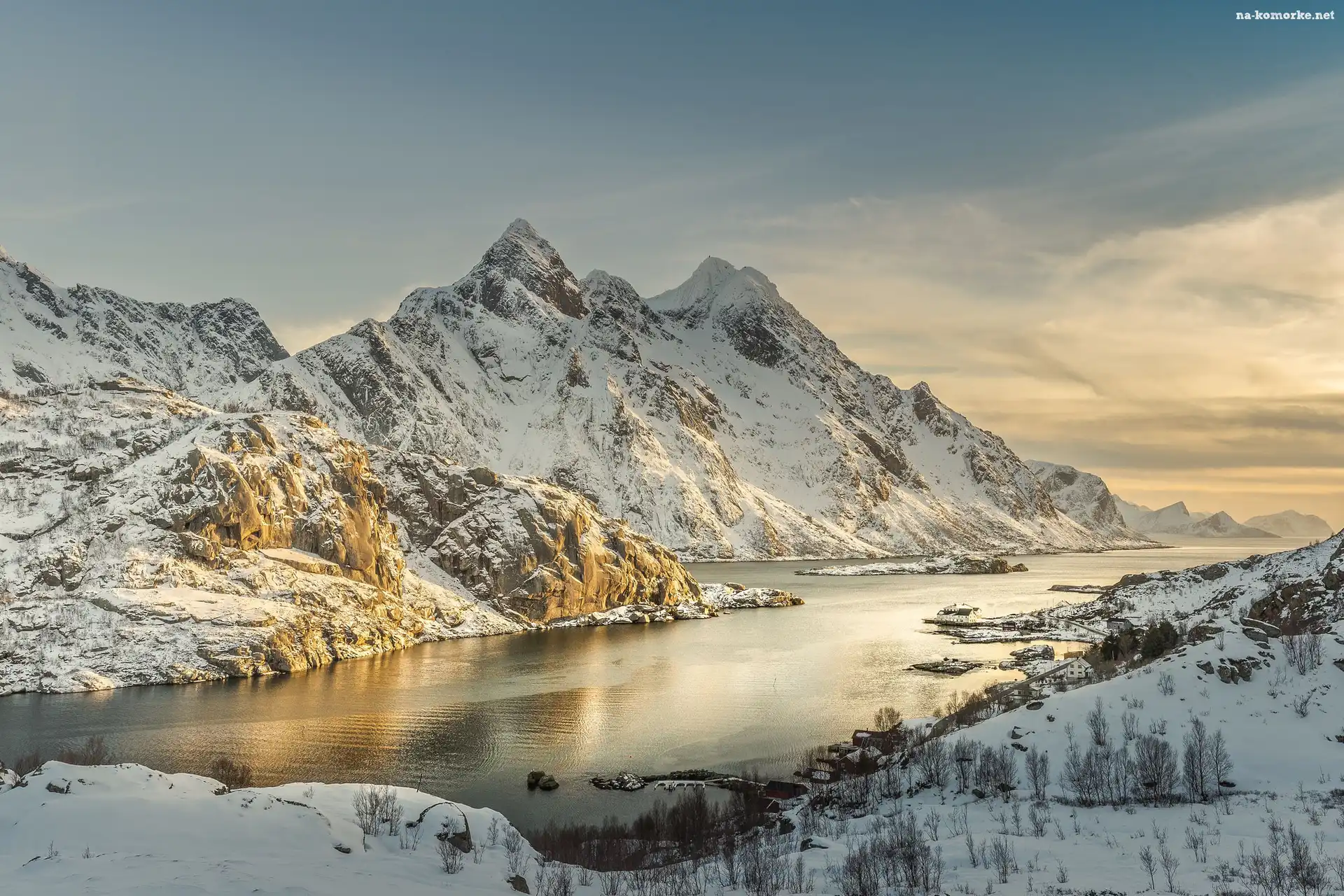 Norwegia, Fiord, Zima, Góry