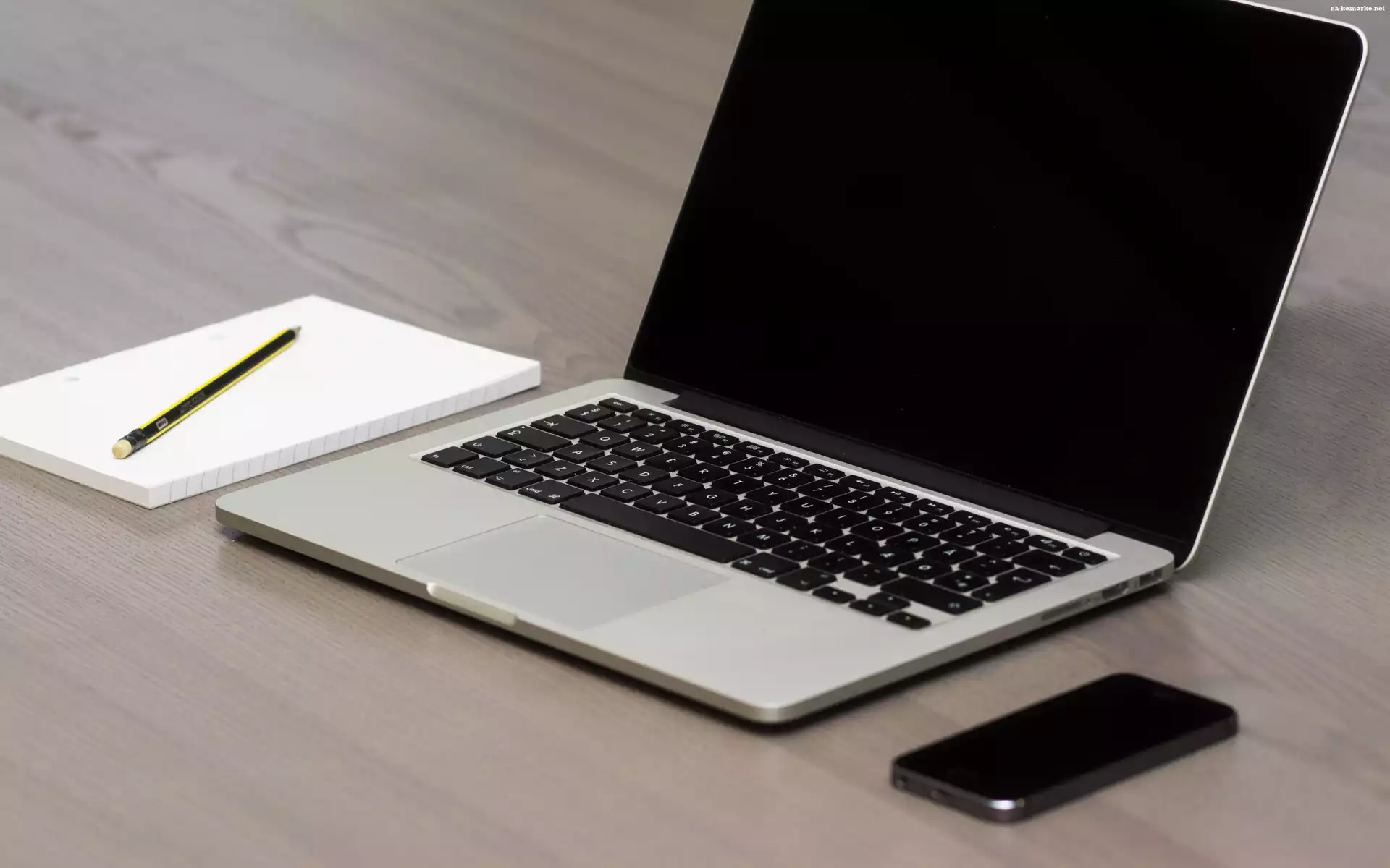 Notatnik, Laptop, Telefon, Apple, Iphone