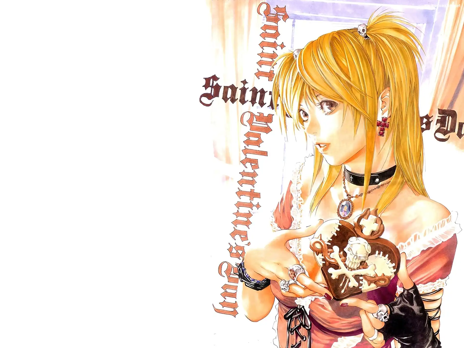 Death Note, napisy, oczy, kolczyki, dziewczyna, blond, serce