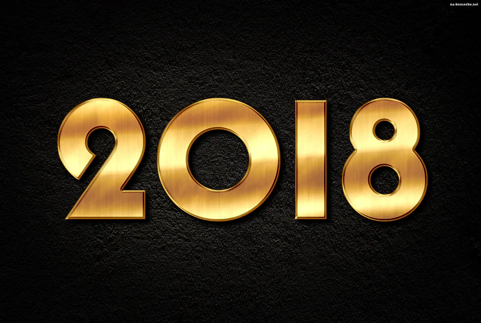 Nowy Rok, Napis, 2018, Złoty