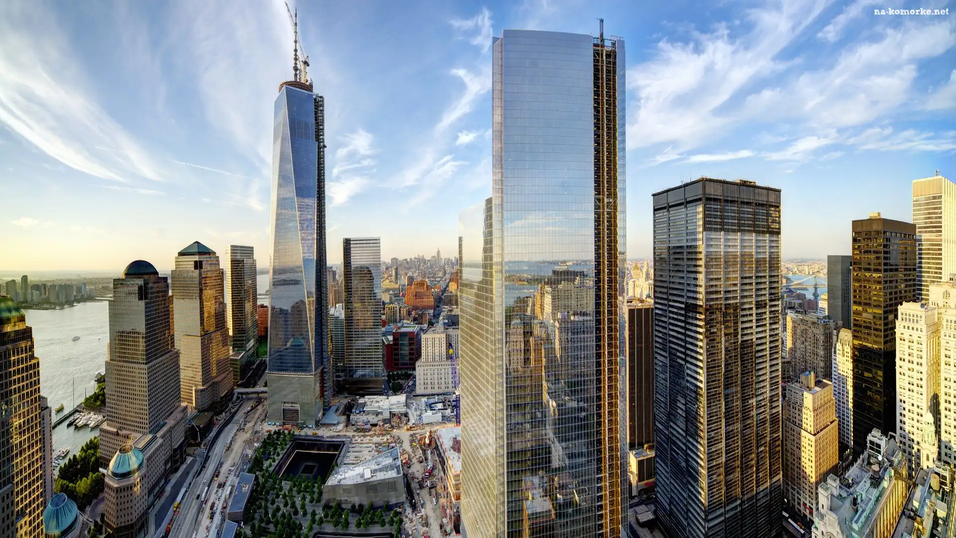 Drapacze, Nowy, Jork, Chmur, Panorama, Miasta, Manhattan