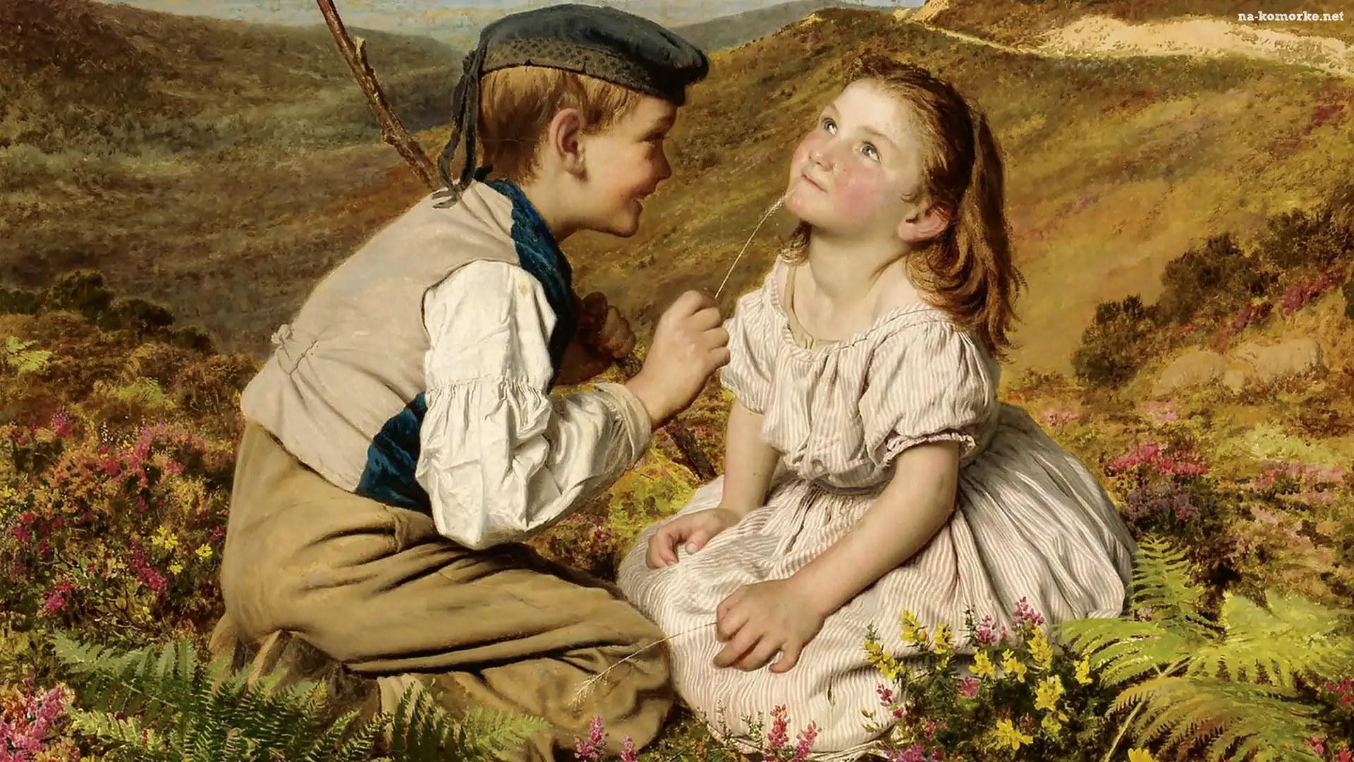 Dwoje, Obraz, Malarstwo, Zabawa, Sophie Gengembre Anderson, Dzieci