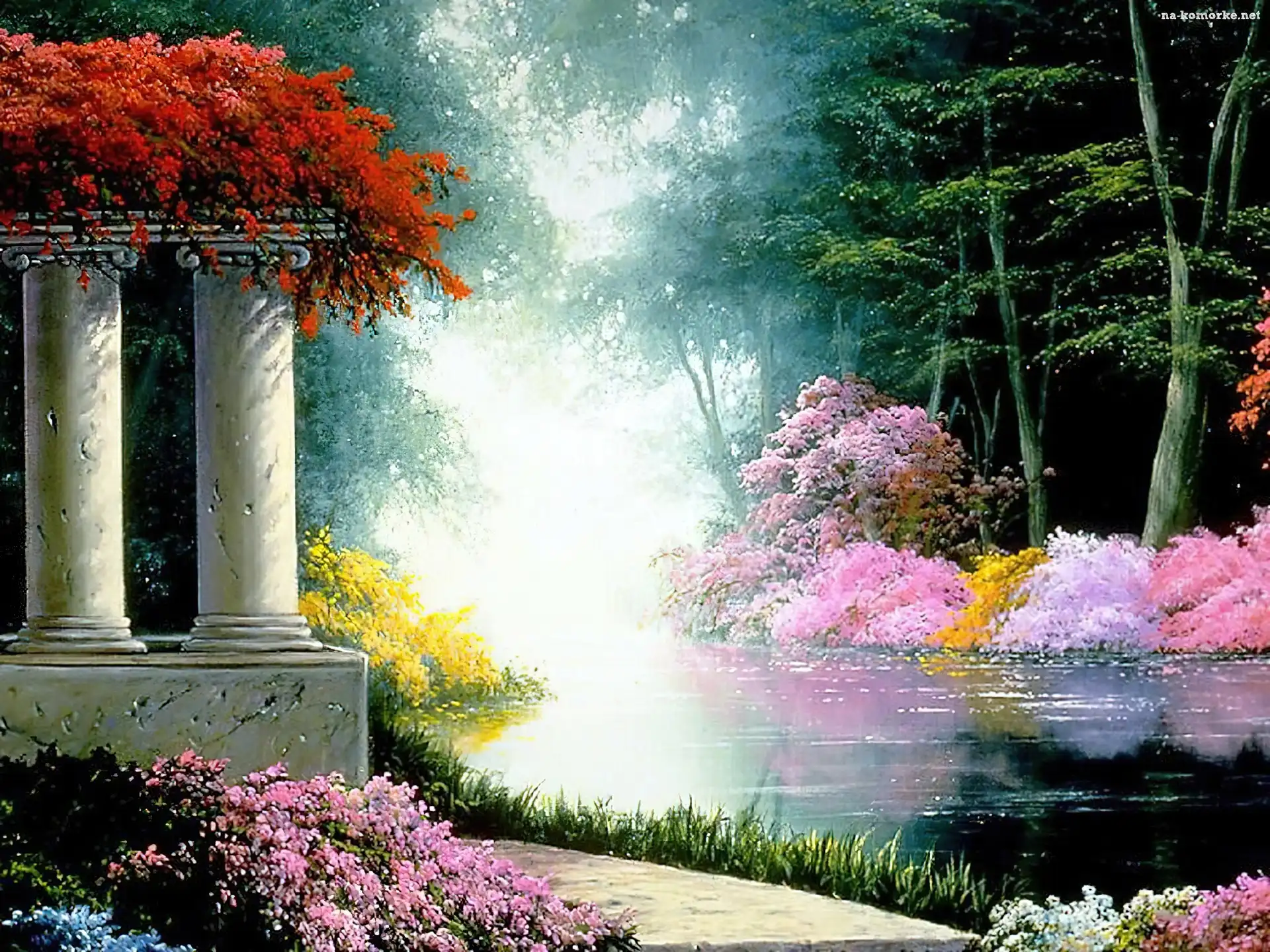 Obraz, Kwiaty, Thomas Kinkade, Park