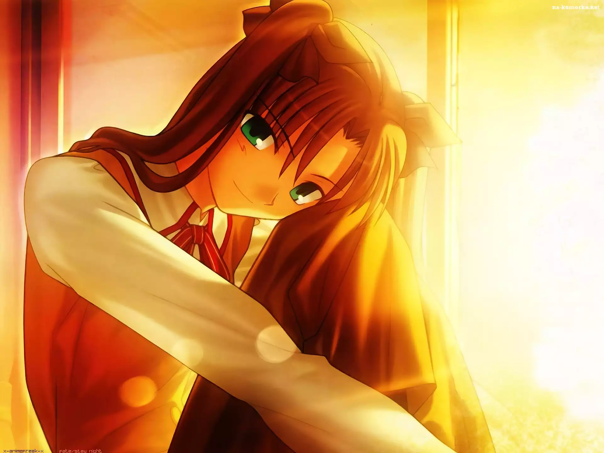 oczy, Fate Stay Night, dziewczyna, siedzi