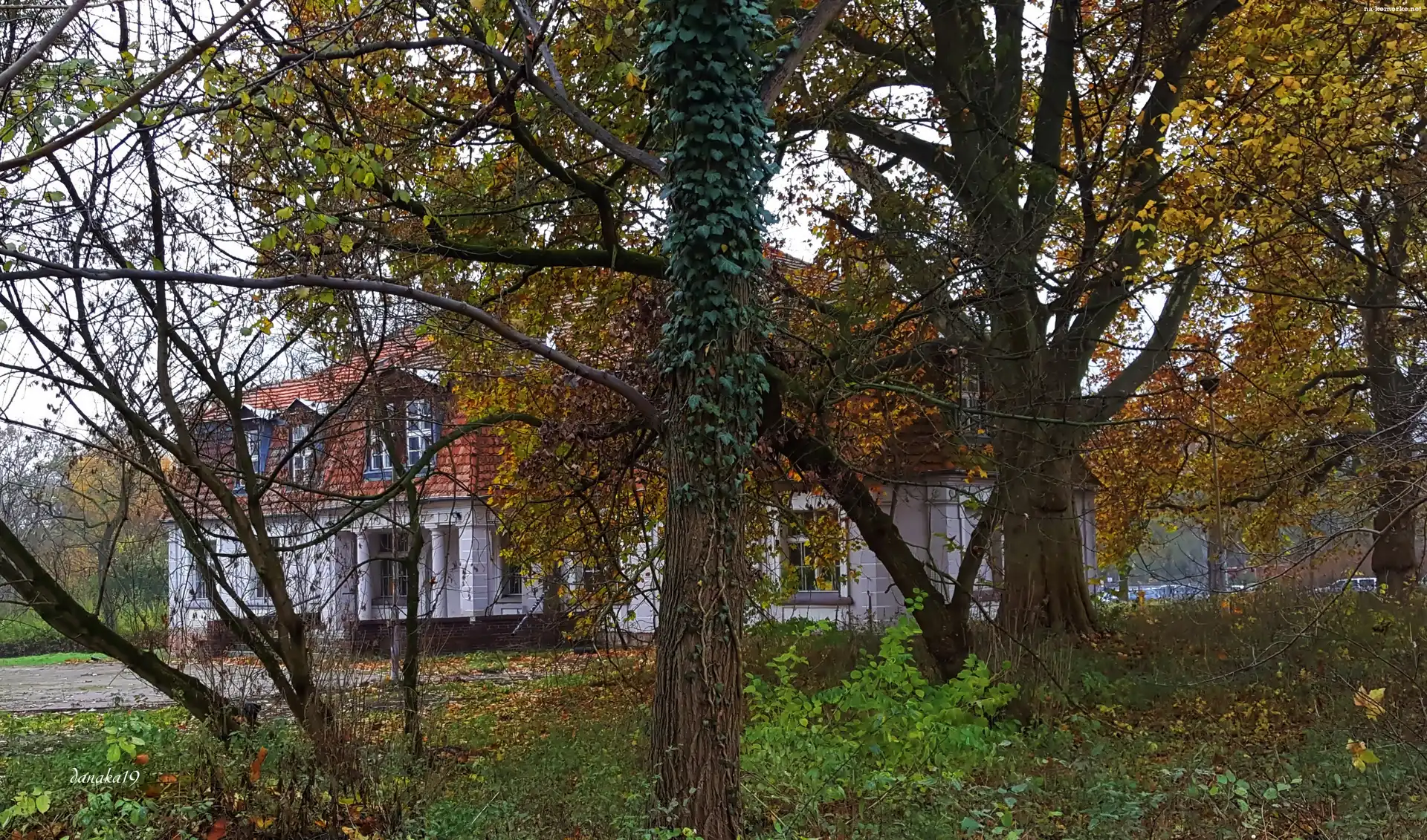 Odrestaurowany, Jesień, Dworek, Park