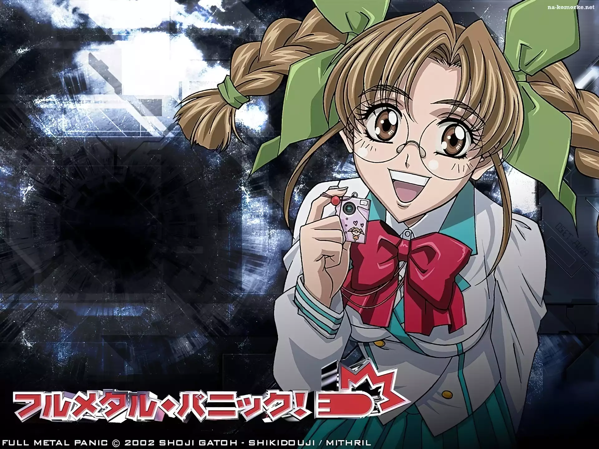 okulary, warkocze, Full Metal Panic, dziewczyna