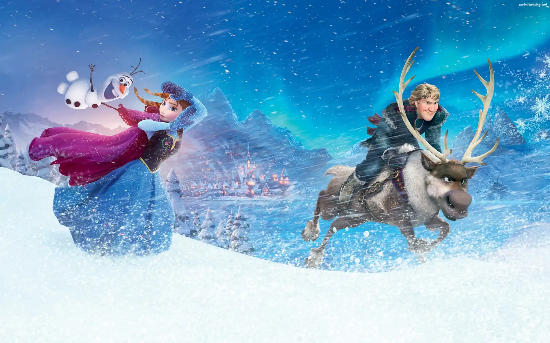 Frozen, Bajka, Anna, Zima, Bałwan Olaf, Kraina lodu, Renifer Sven, Śnieg, Kristoff