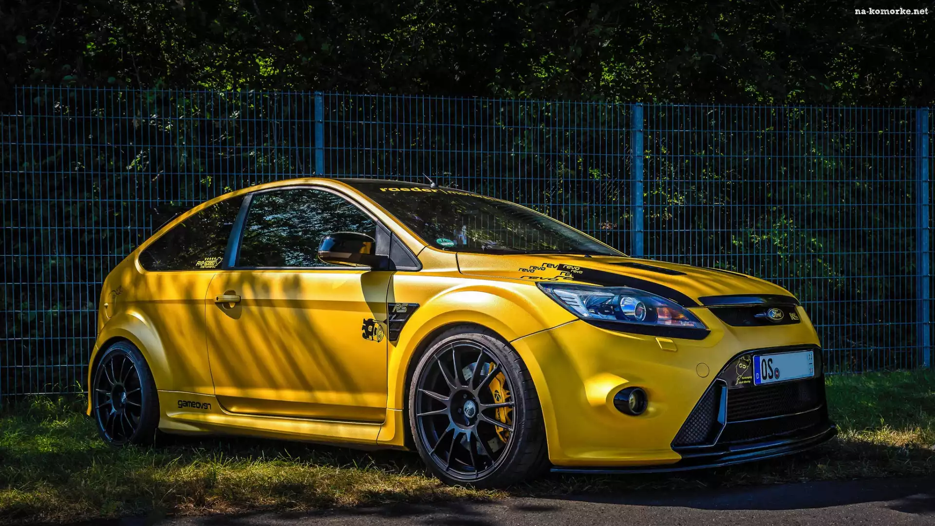 Żółty, Ford Focus RS II, Ogrodzenie
