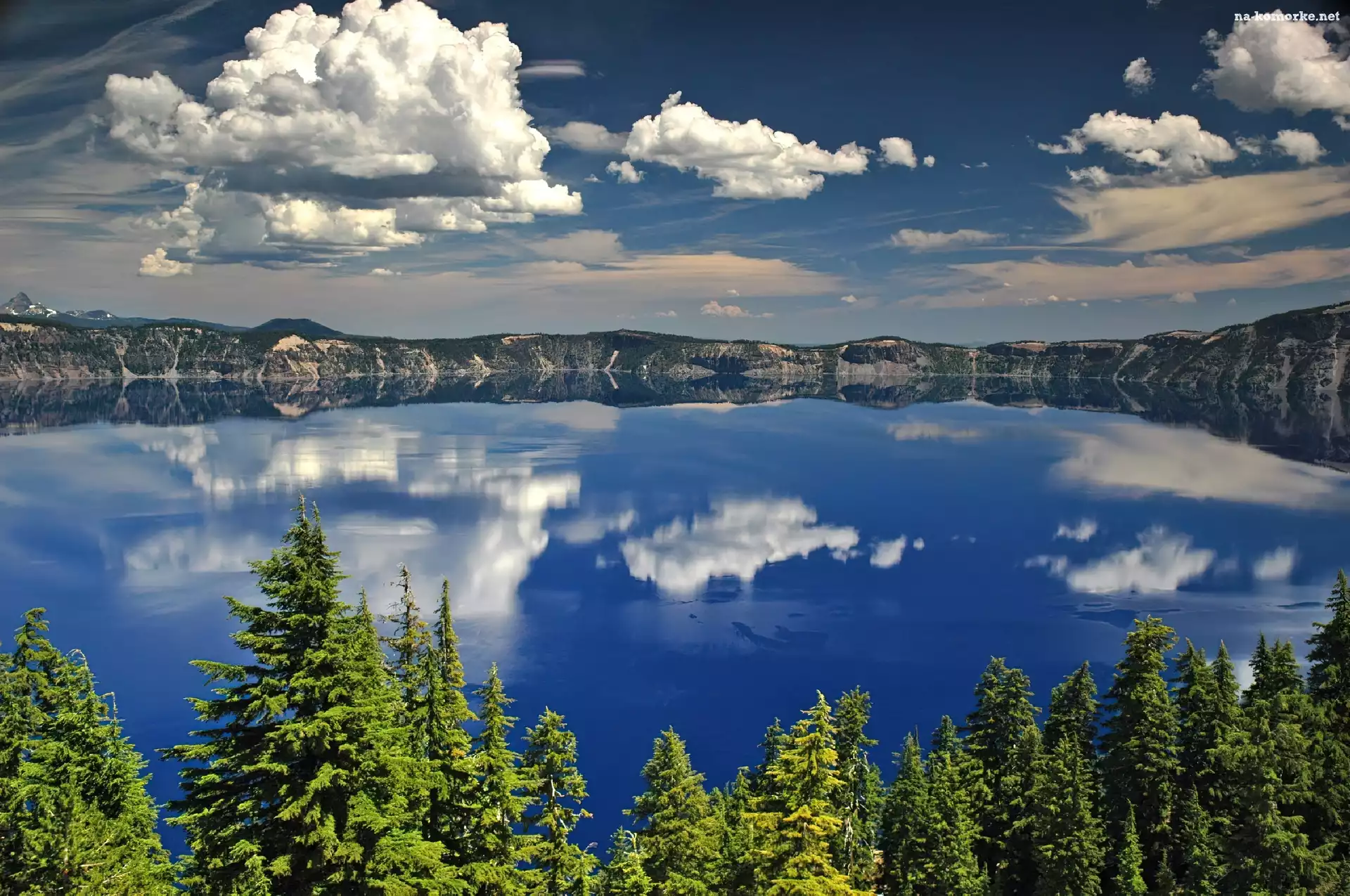 Oregon, Chmury, Jezioro, Drzewa