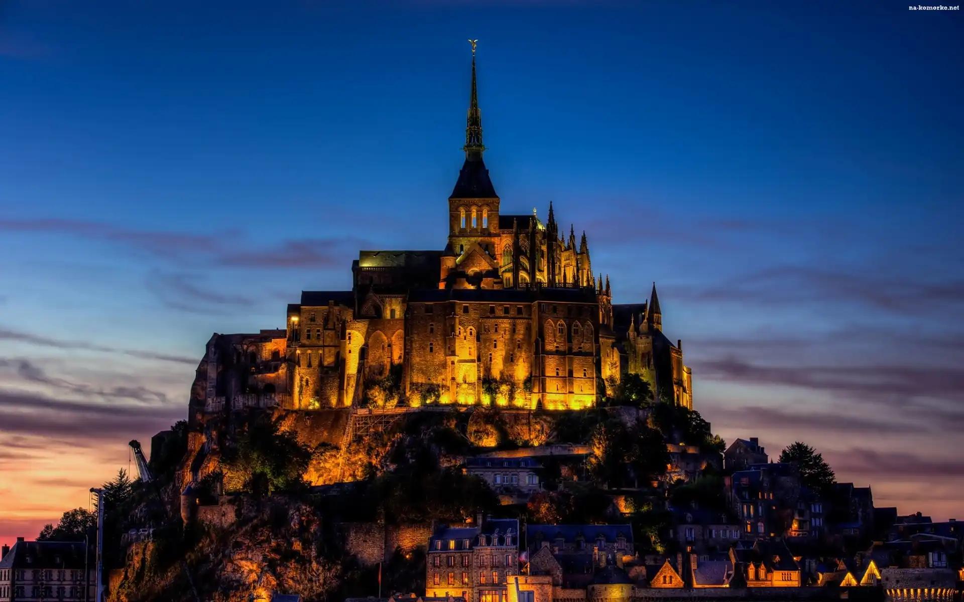 Oświetlony, Francja, Klasztor, Saint Michel