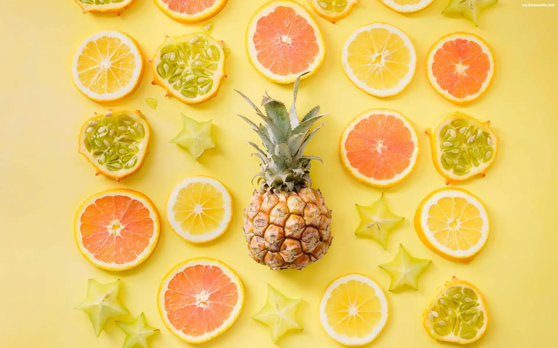 Owoce, Ananas, Plasterki, Cytrusy