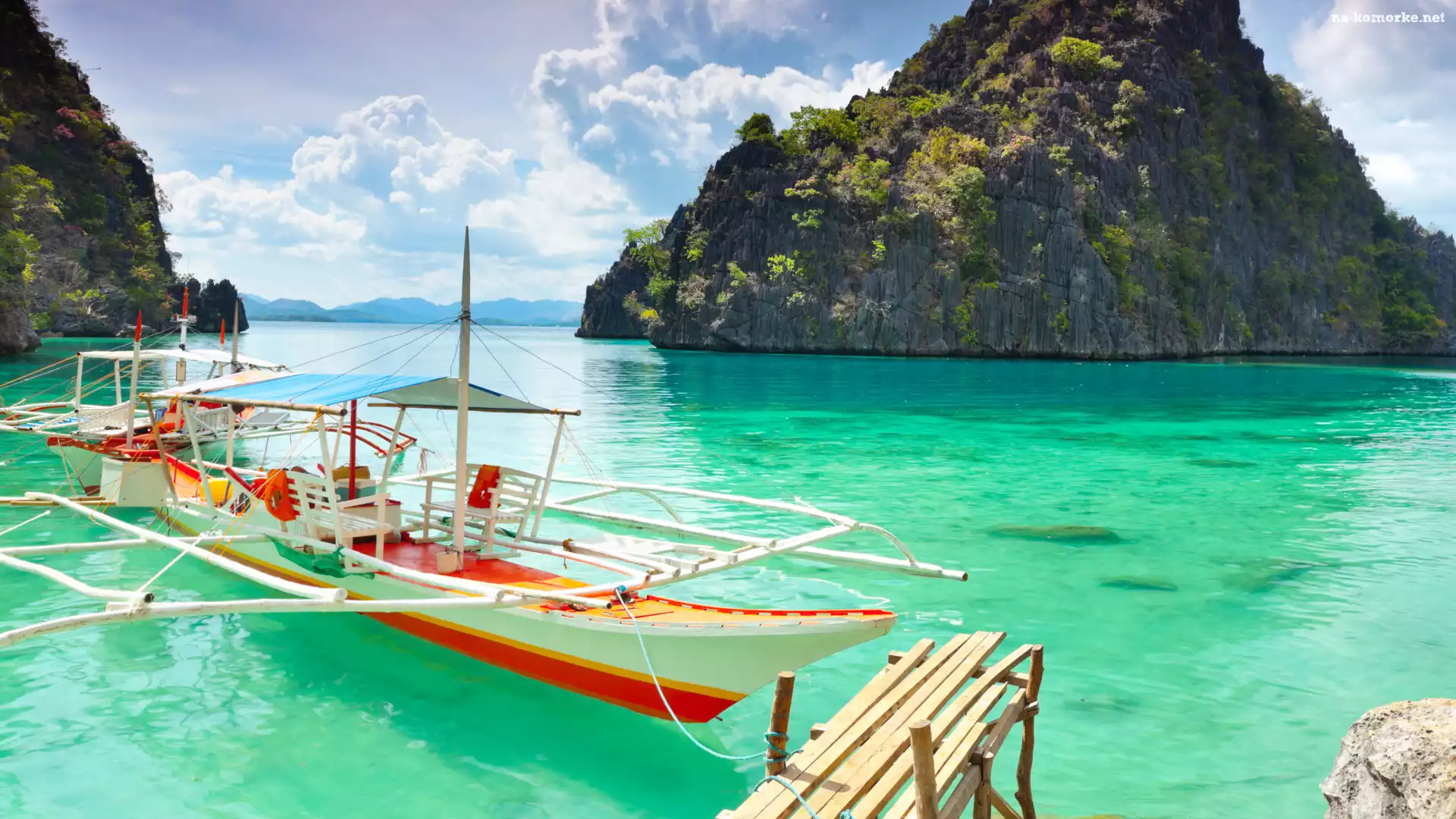 Morze, Palawan, Filipiny, Skały, Łódka, Laguna, Wyspa Coron
