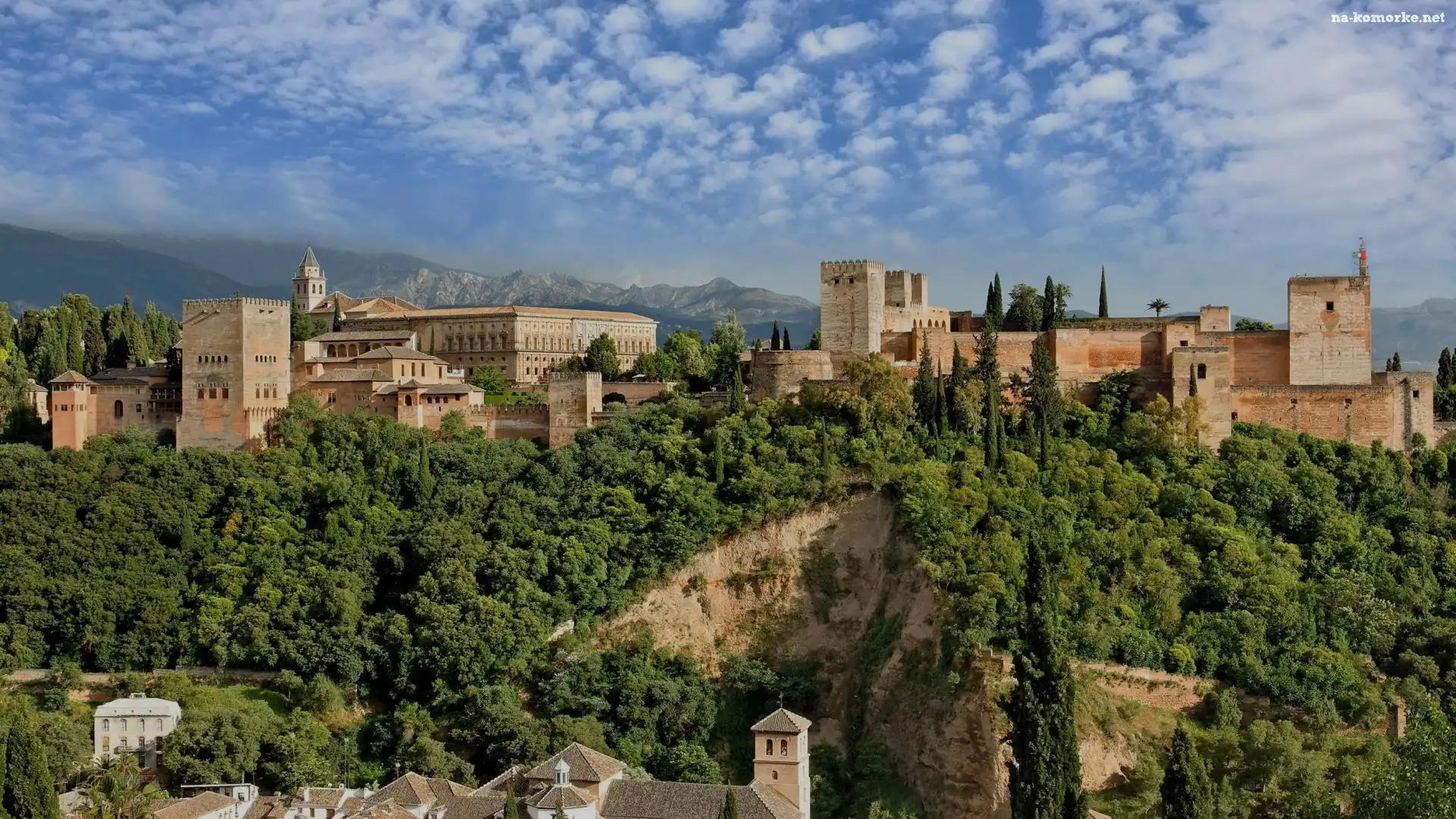 Panorama, Hiszpania, Alhambra, Granada