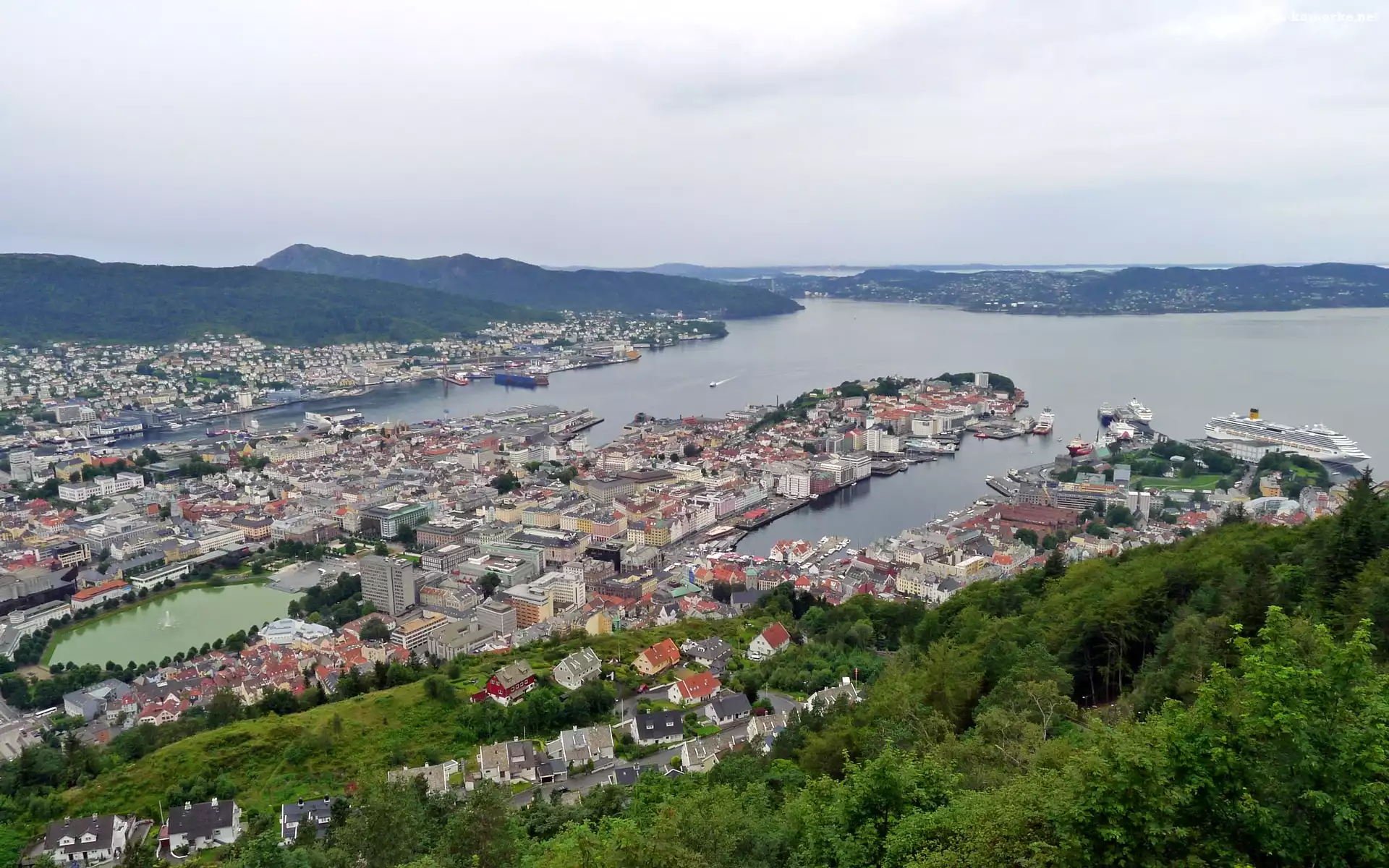 Panorama, Norwegia, Miasta, Bergen