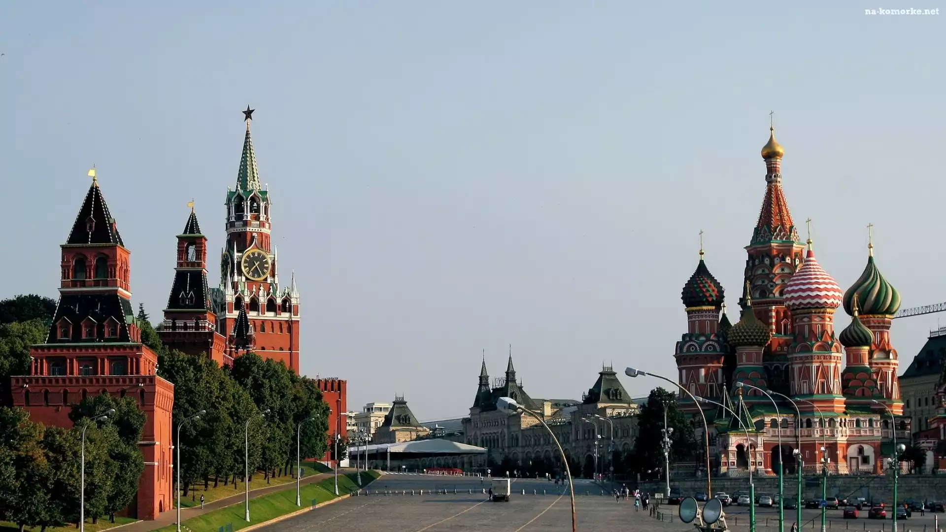 Panorama, Kreml, Cerkwie, Rosja, Moskwa, Miasta