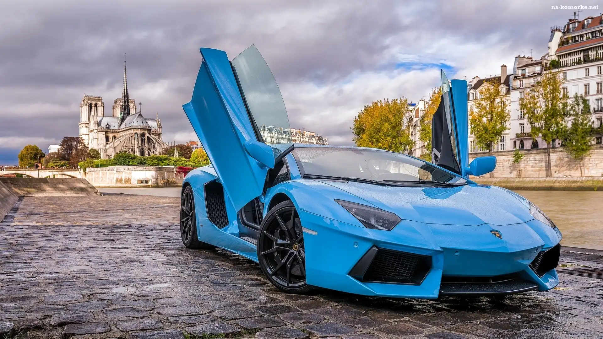 Panorama, Lamborghini, Aventador, Parking, Paryż