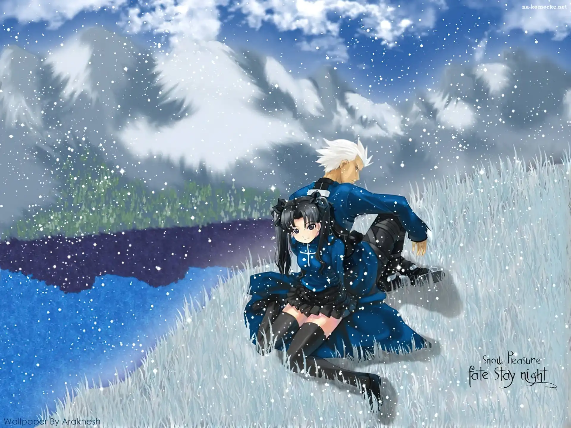 para, zima, Fate Stay Night, ludzie, polana