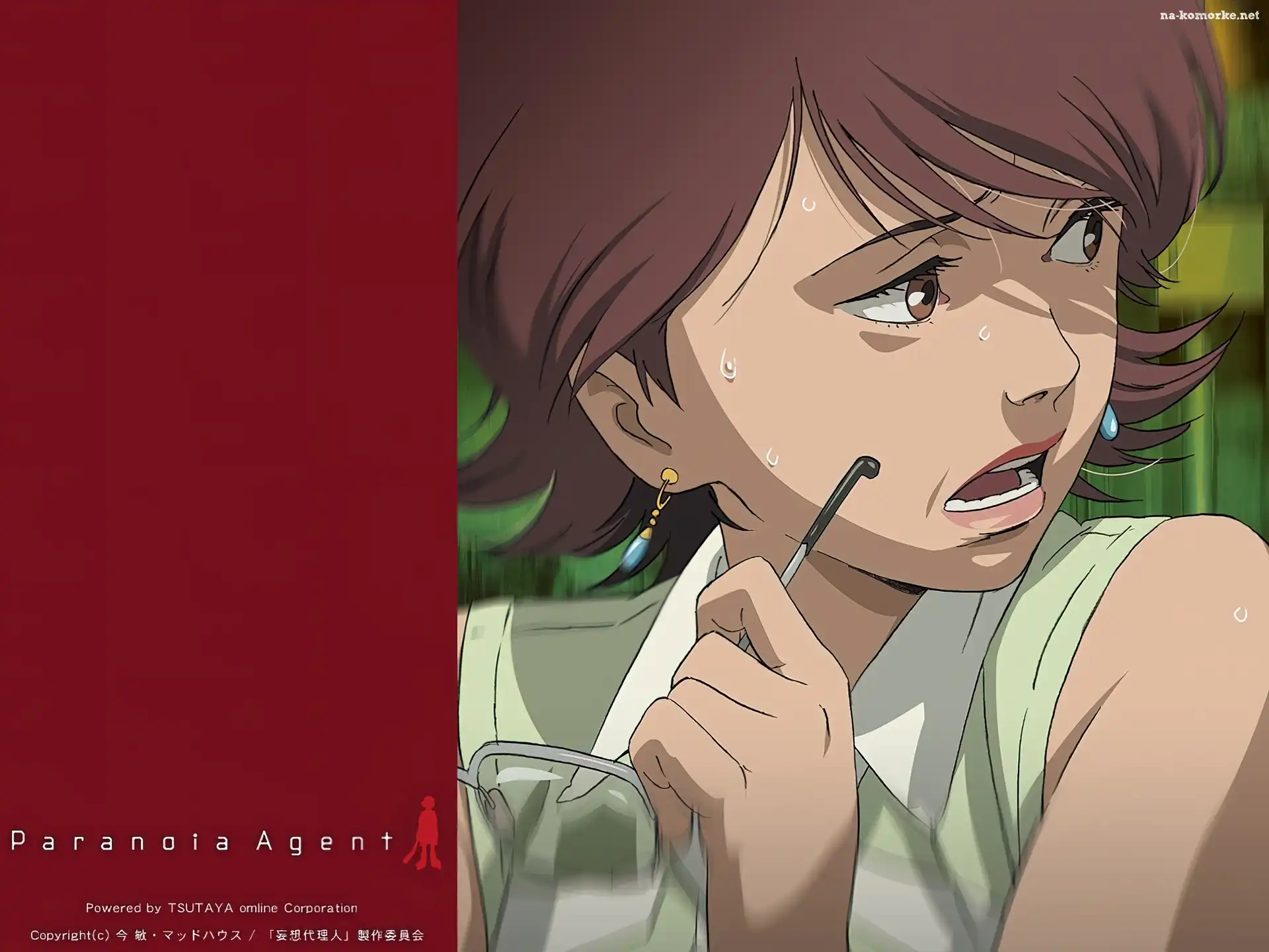 Paranoia Agent, okulary, pot, kobieta