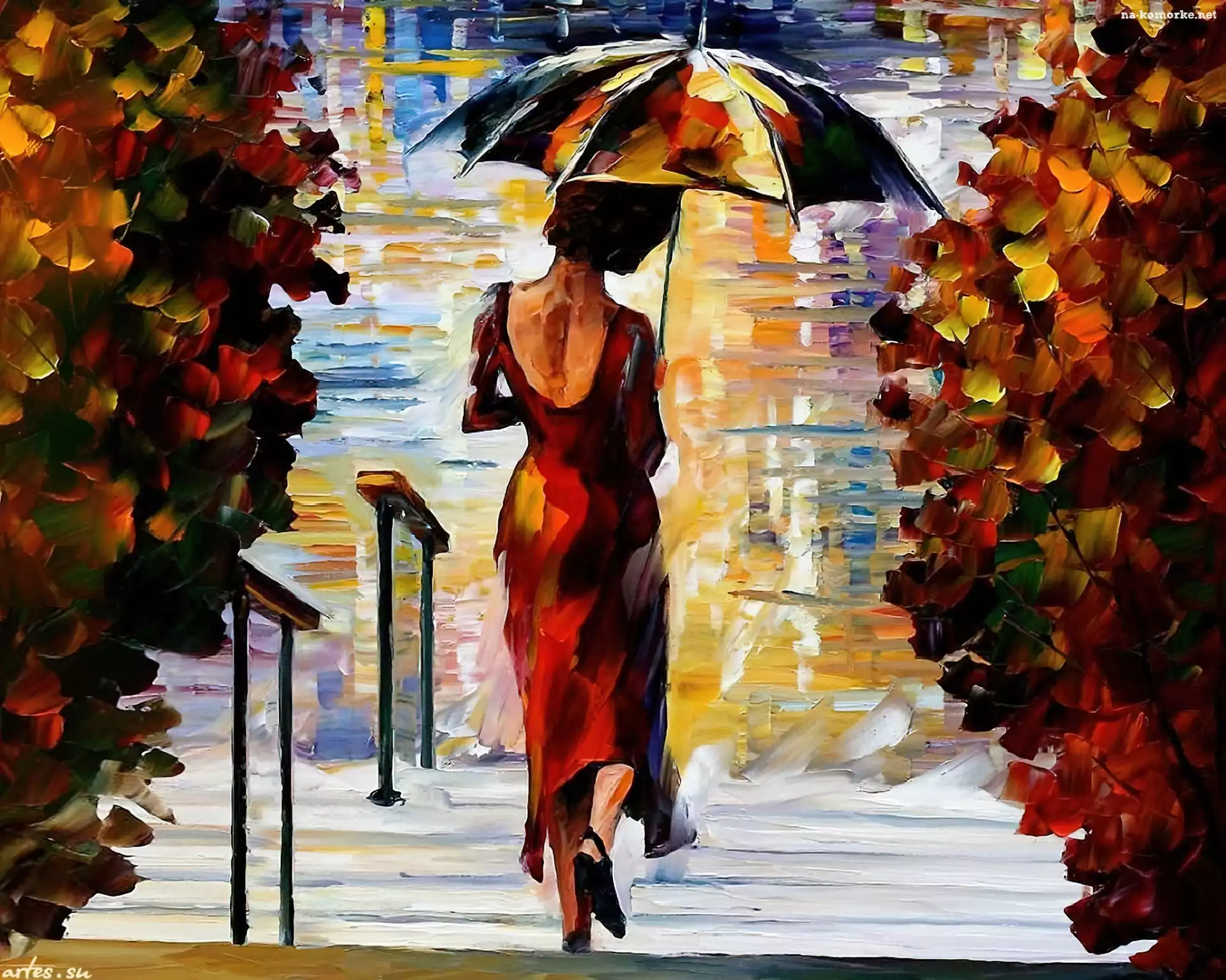 Parasol, Obraz, Reprodukcja, Leonid Afremov, Kobieta