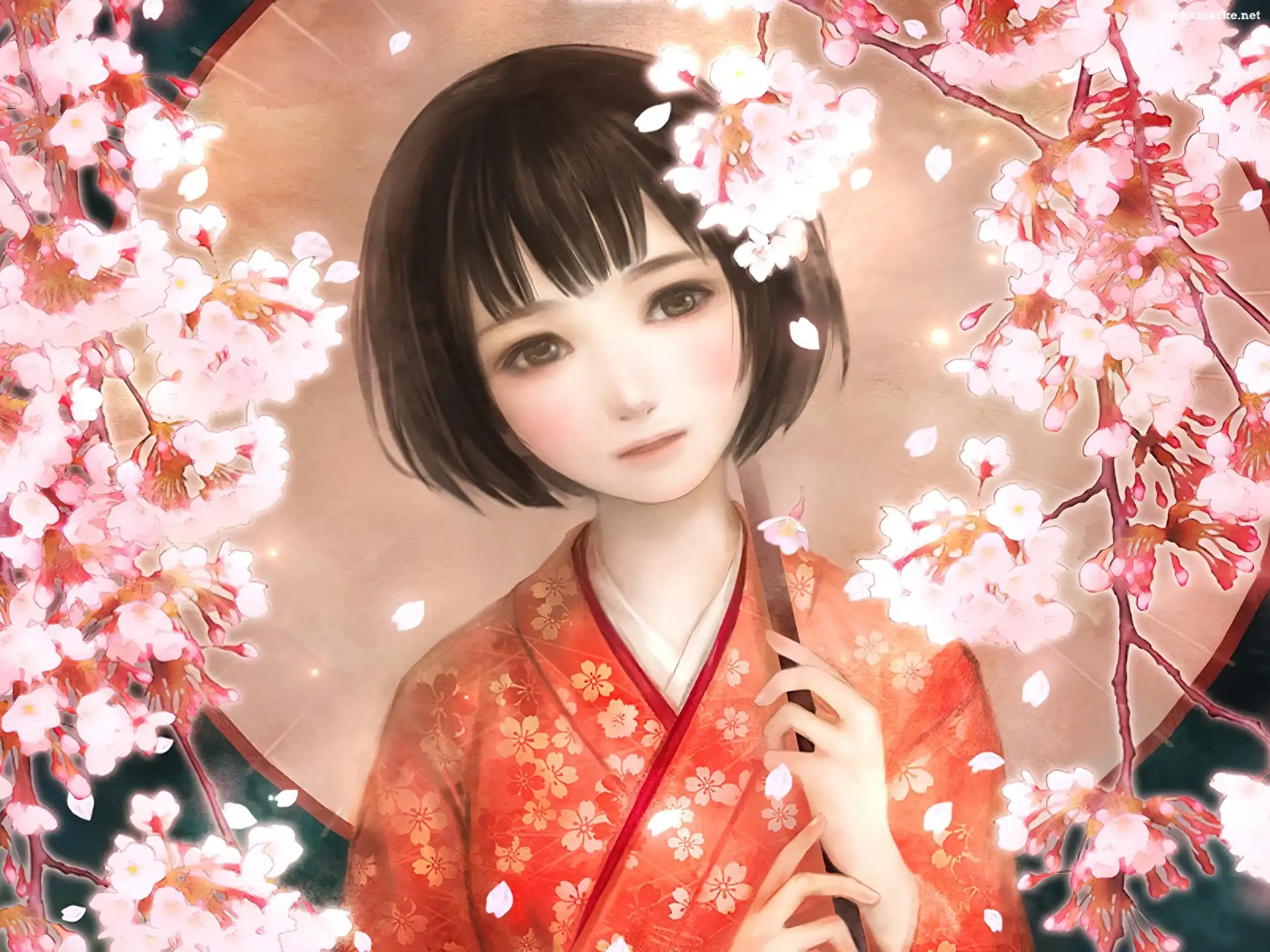 Dziewczynka, Kimono, Parasol