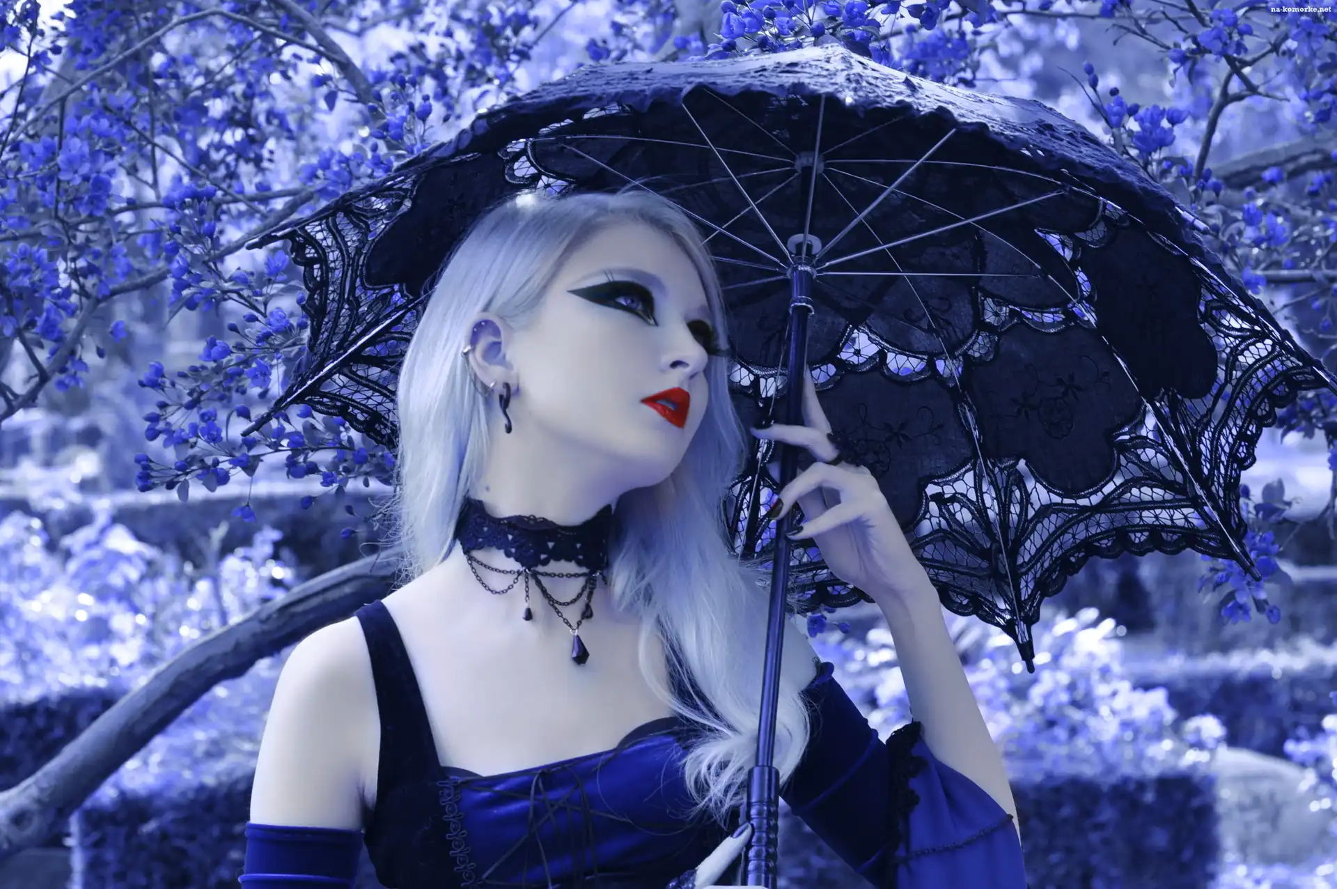 Kobieta, Parasol, Gothic