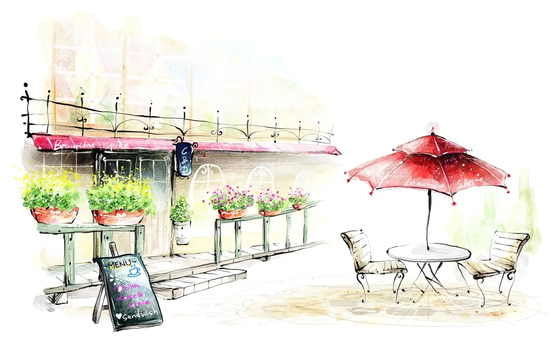 Stolik, Parasol, Restauracja