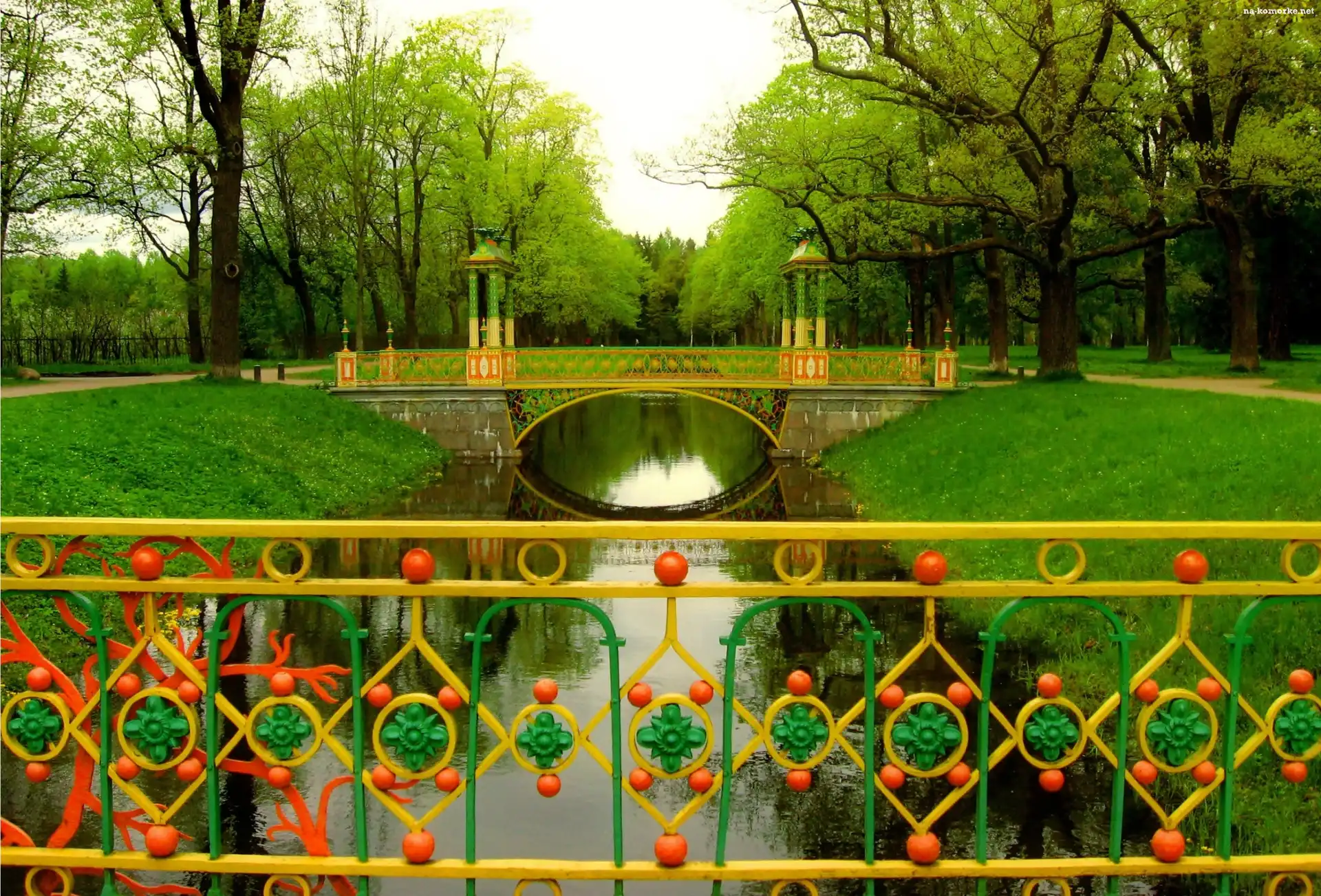 Park, Rzeka, Mosty, Alejki, Drzewa