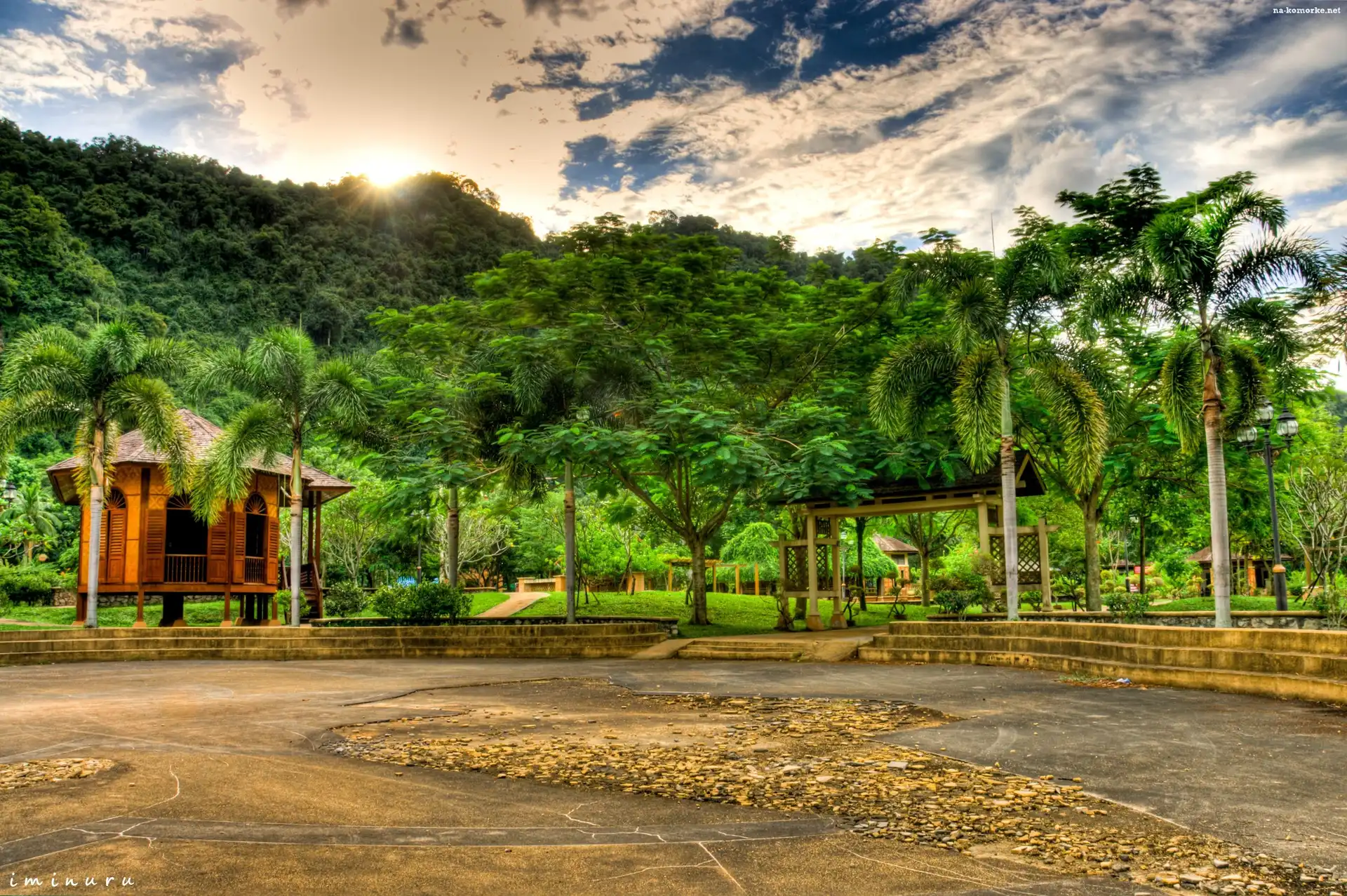 Park, Plac, Altanki, Drzewa