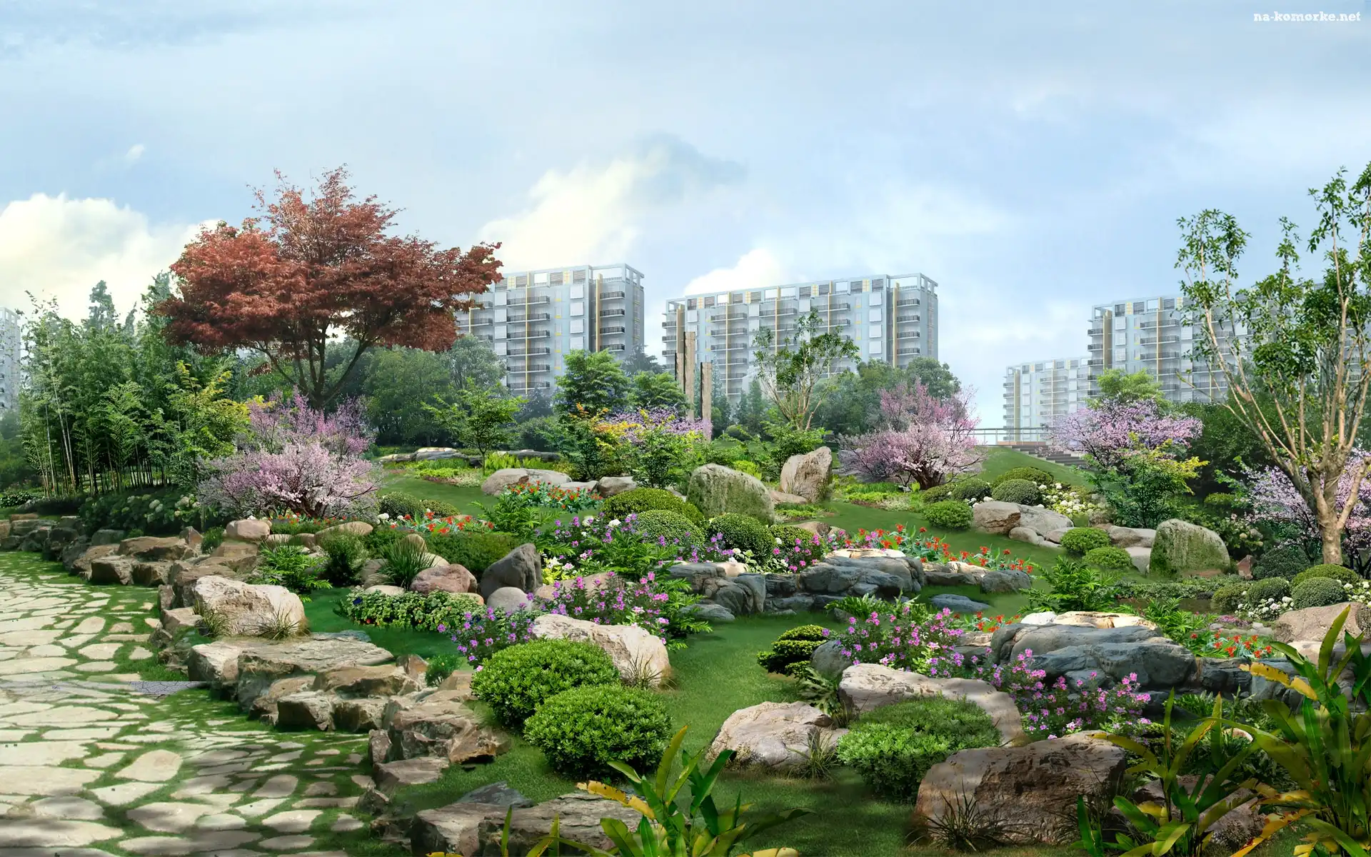 Park, Budynki