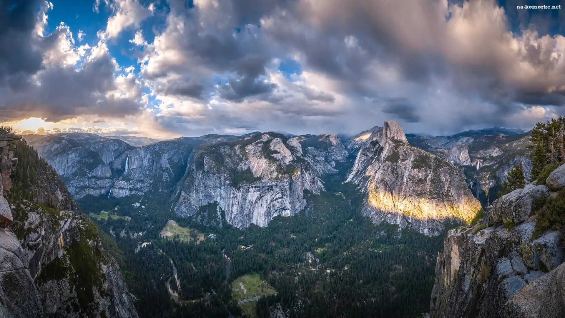 Park Narodowy Yosemite, Dolina, Stany Zjednoczone, Sierra Nevada, Kalifornia, Skały, Góry, Yosemite Valley, Drzewa, Roślinność