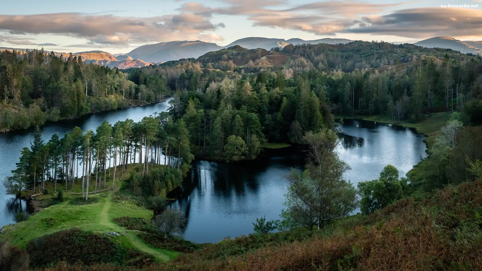 Anglia, Park Narodowy Lake District, Wzgórza, Lasy, Jezioro