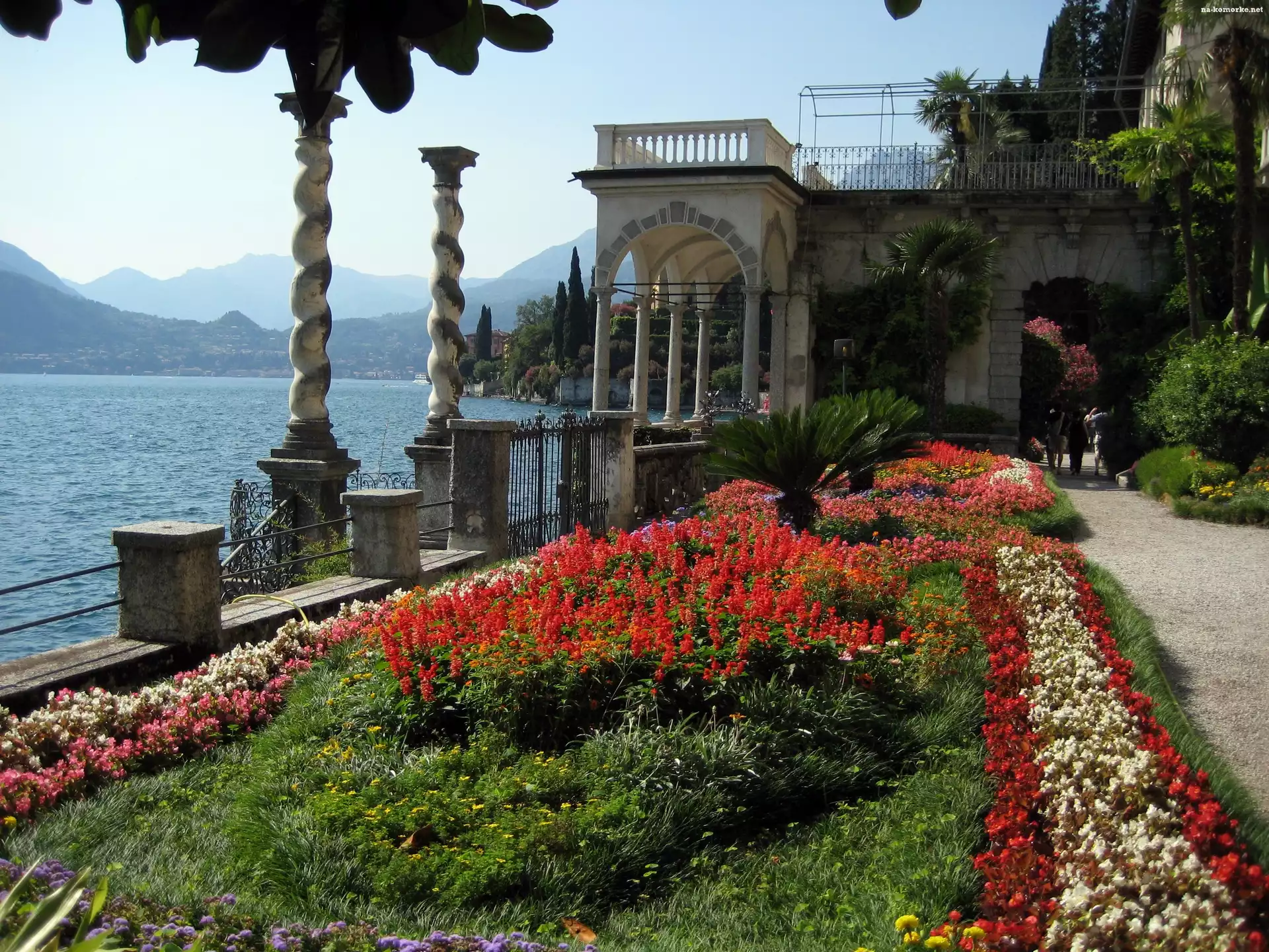 Park, Varenna, Góry, Jezioro, Como