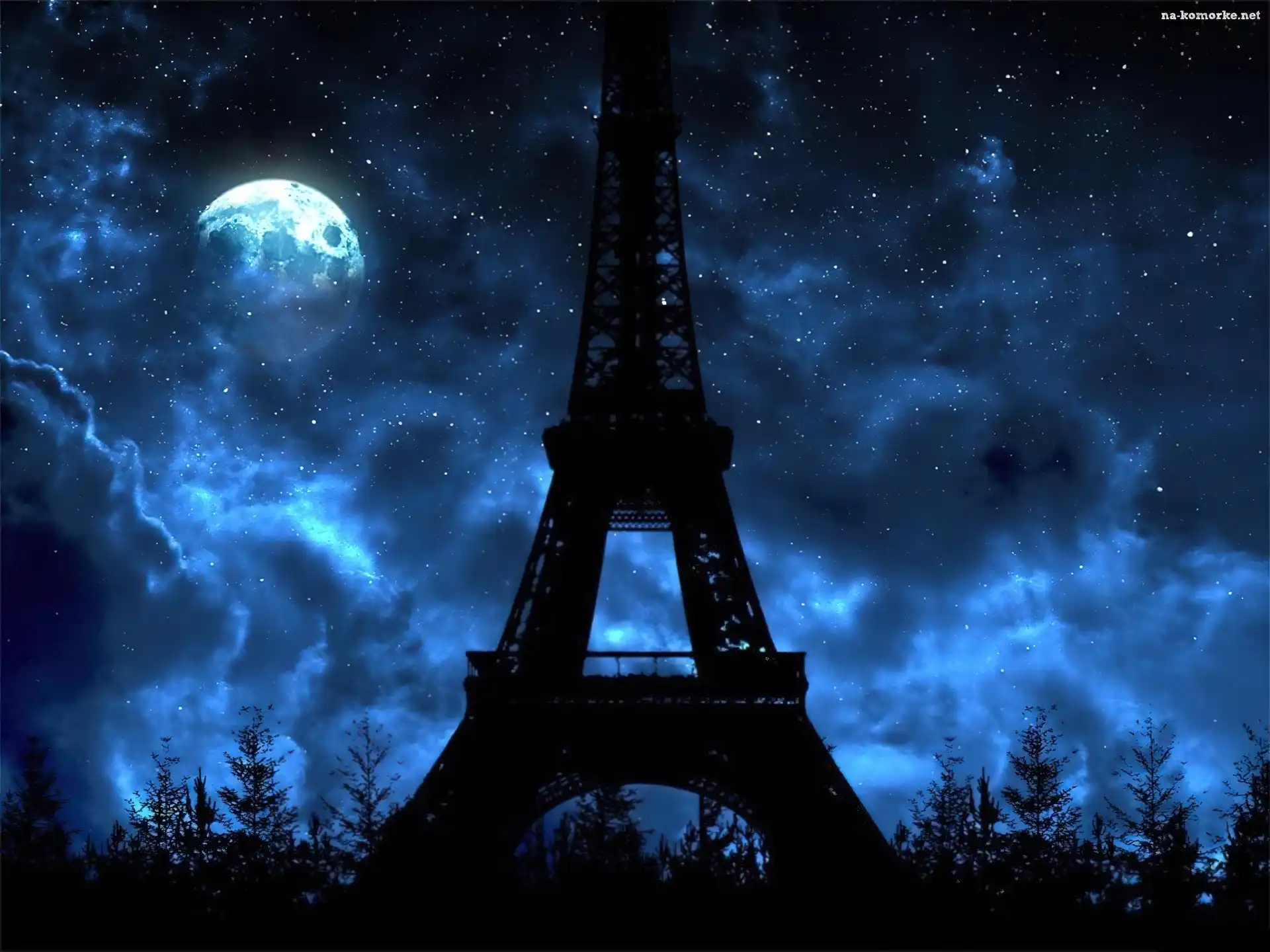 Paryż, Eiffla, Nocą, Wieża