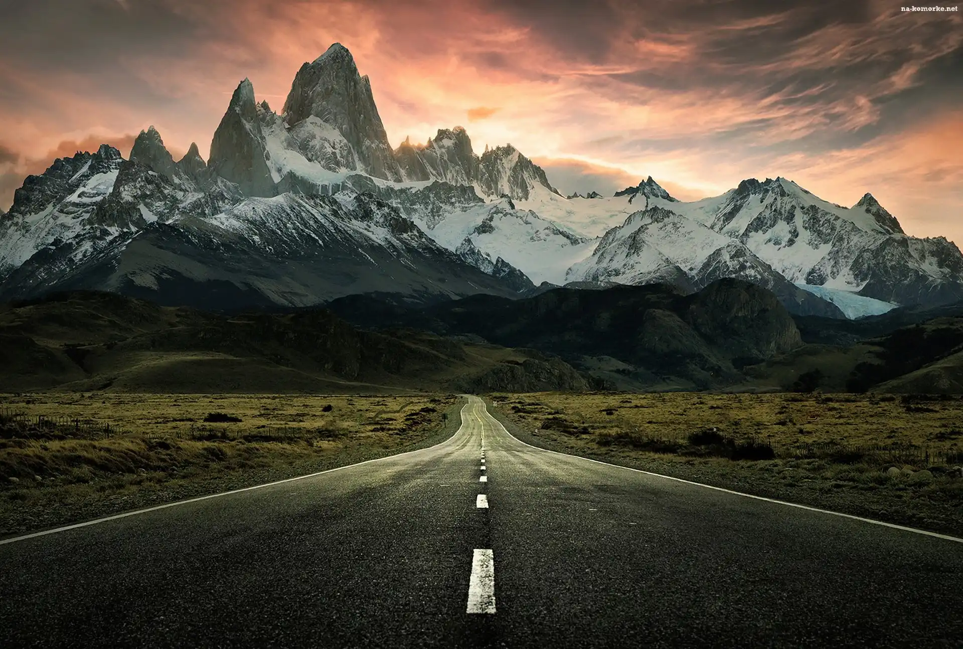 Góry, Patagonia, Fitz Roy, Niebo, Argentyna, Drogi