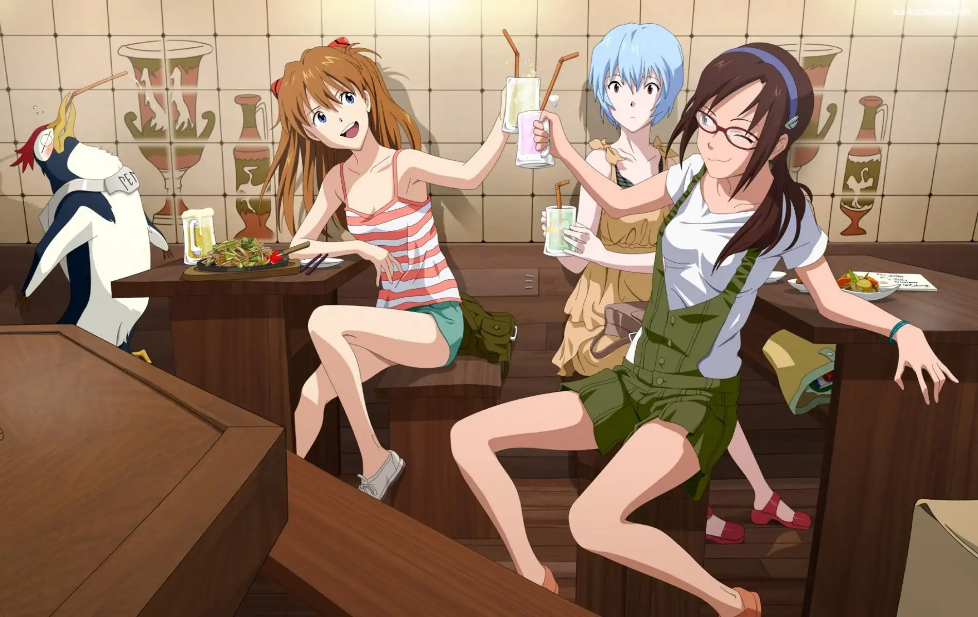 PenPen, Genesis, Neon, Rei, Evangelion, Asuka
