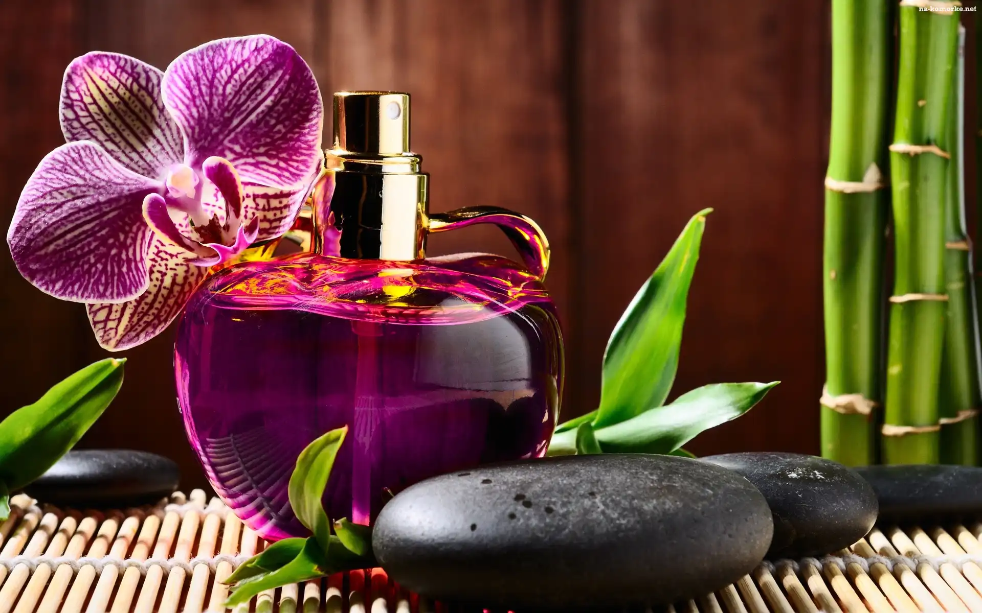 Perfumy, Kompozycja, Storczyki, Kamienie, Bambus