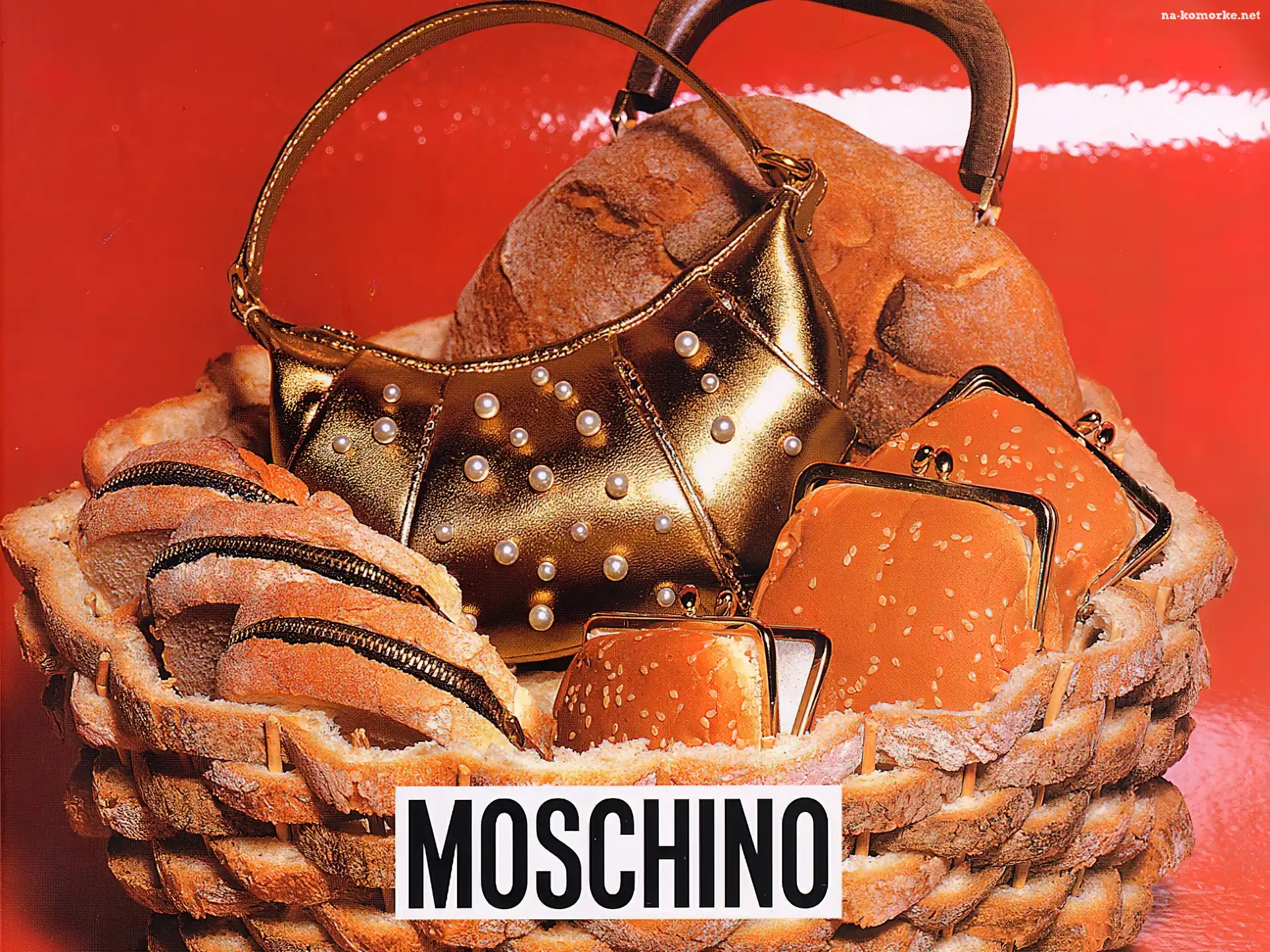 pieczywo, Moschino, torebka, portmonetka, chleb