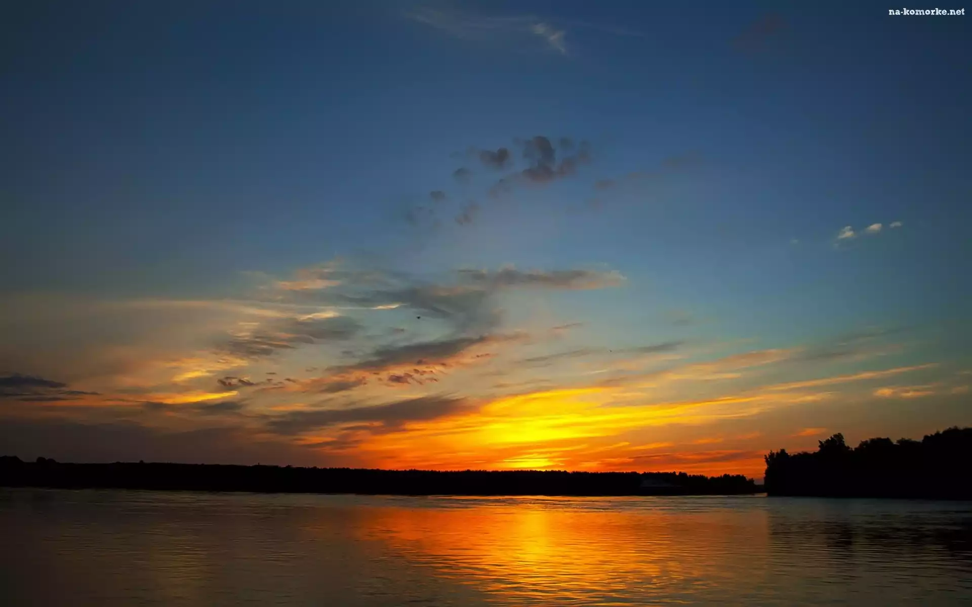 Piękny, Jezioro, Zachód, Słońca