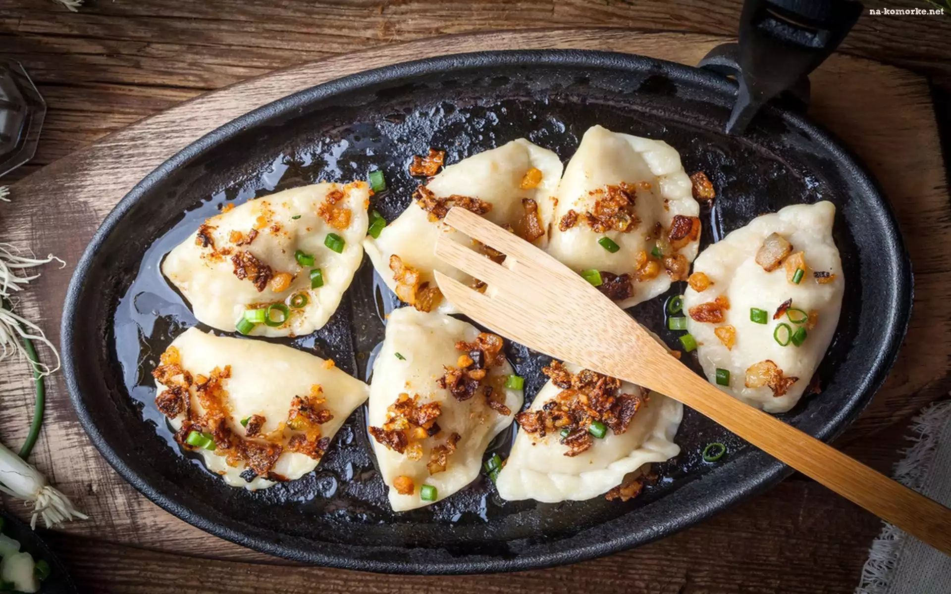 Pierogi, Drewniana, Patelnia, Łopatka