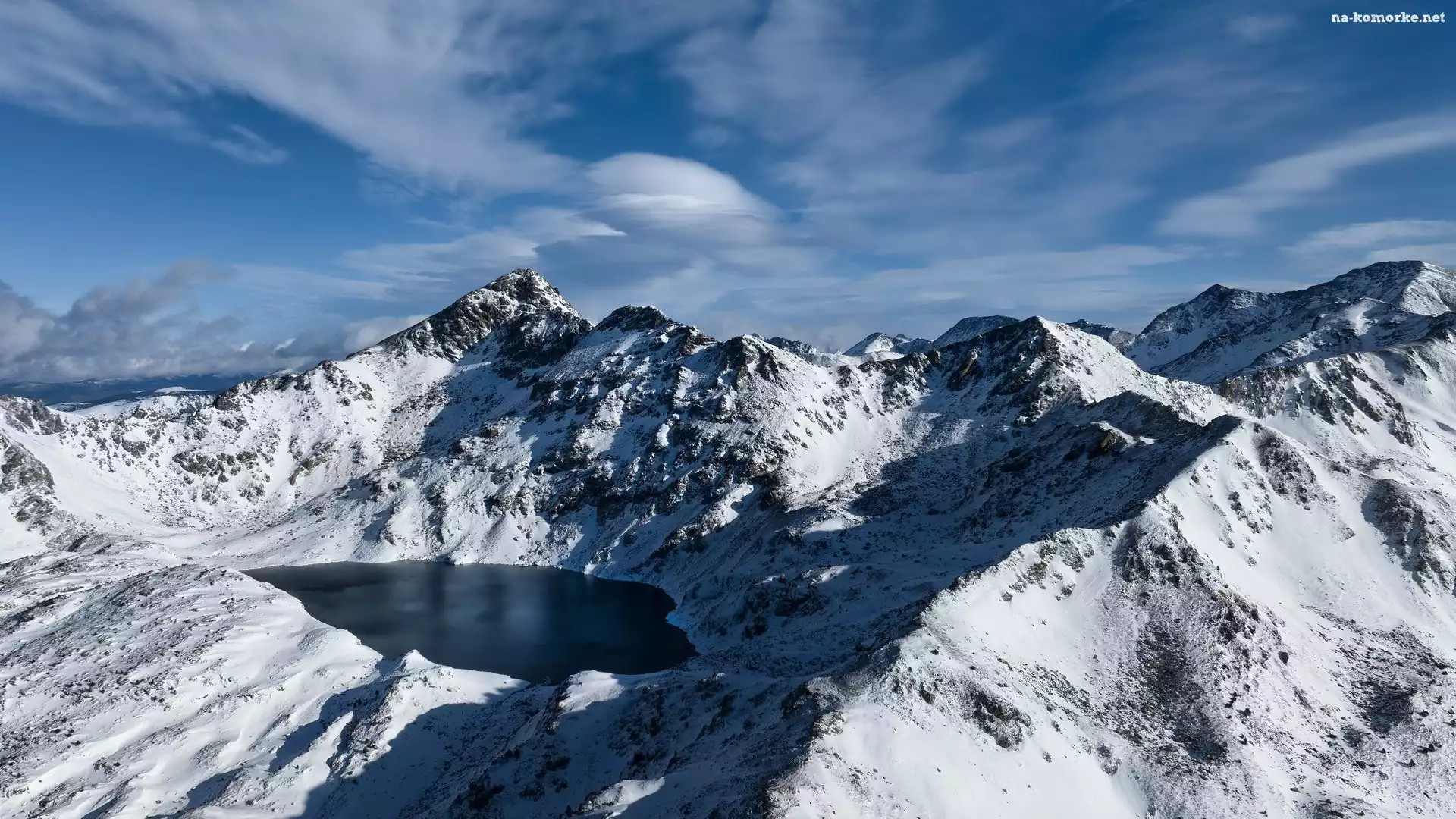 Pireneje, Ariege, Jezioro, Zima, Etang Blaou, Francja, Śnieg, Góry