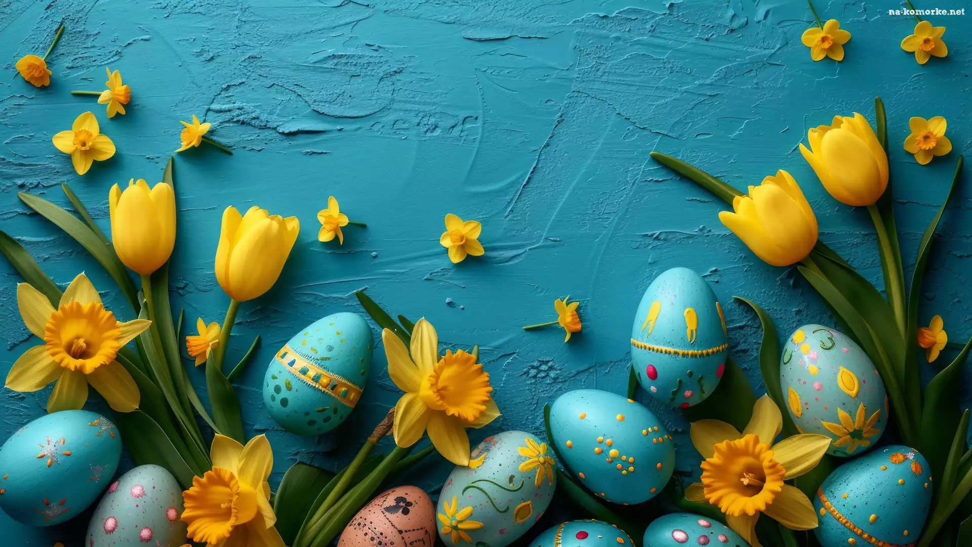 Żonkile, Tulipany, Wielkanoc, Pisanki