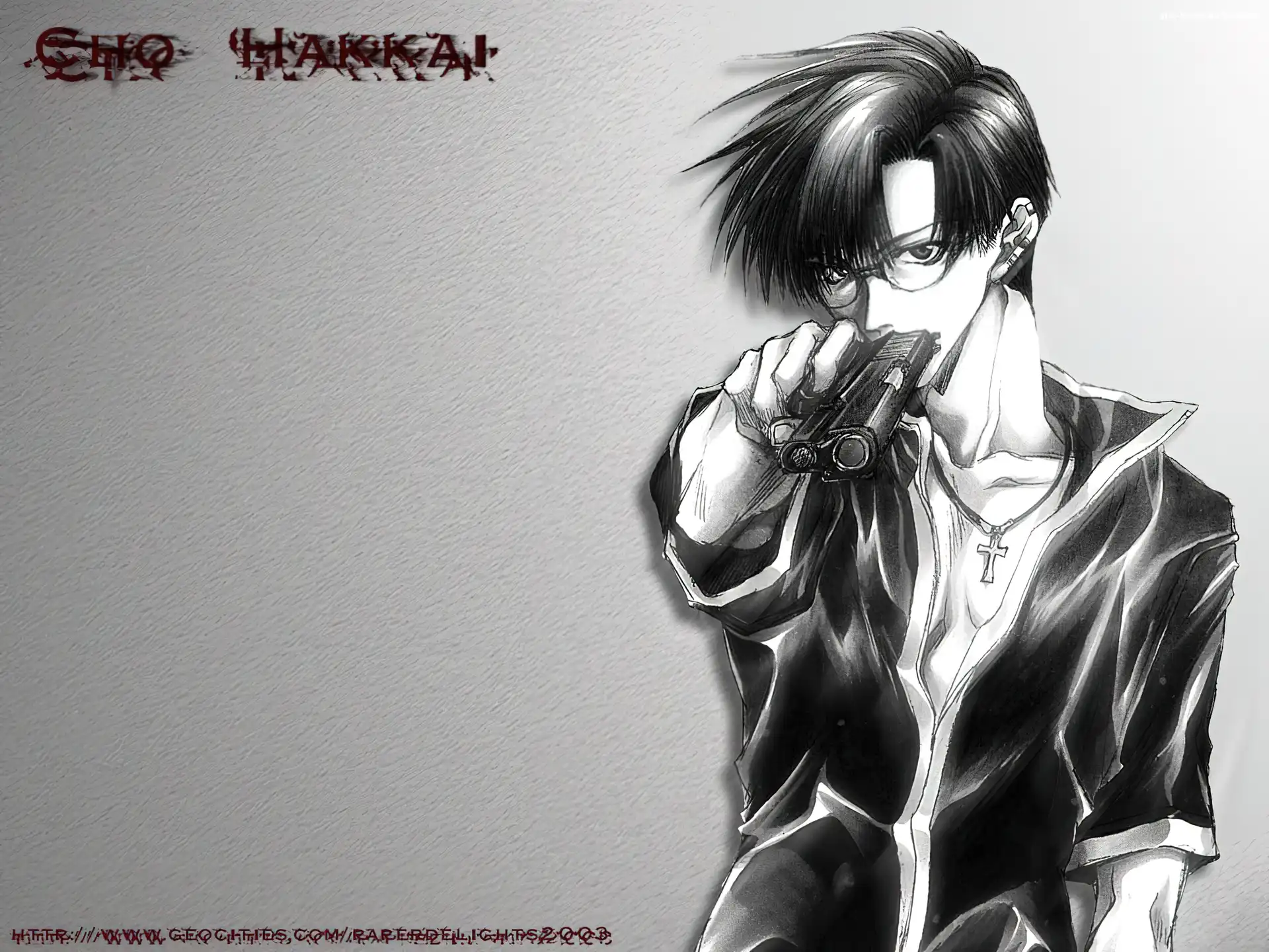Saiyuki, pistolet, okulary