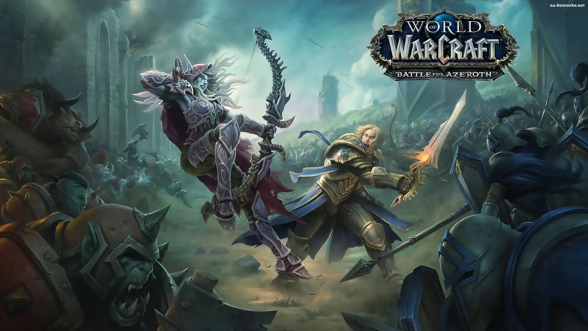 Walka, Miecz, World of Warcraft Battle for Azeroth, Łuk, Postacie, Gra, Anduin Wrynn, Rycerze, Sylvanas Windrunner, Plakat