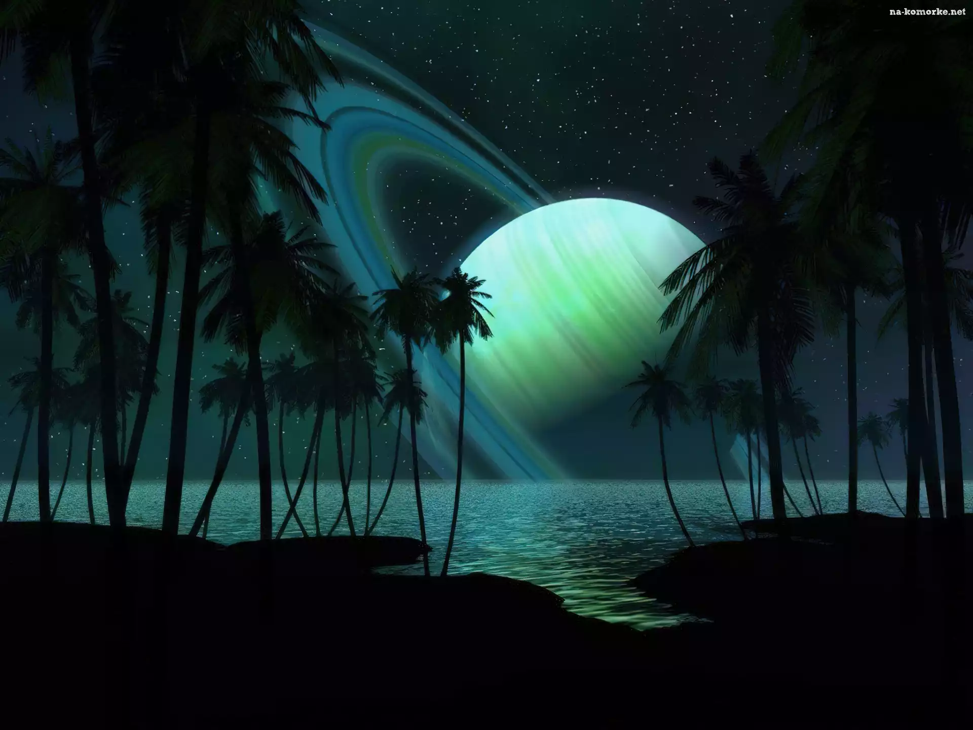 Planeta, Morze, Saturn, Palmy