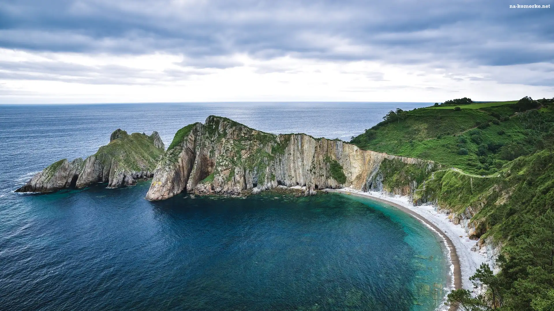 Playa Del Silencio, Asturia, Morze, Hiszpania, Klif, Plaża, Skały